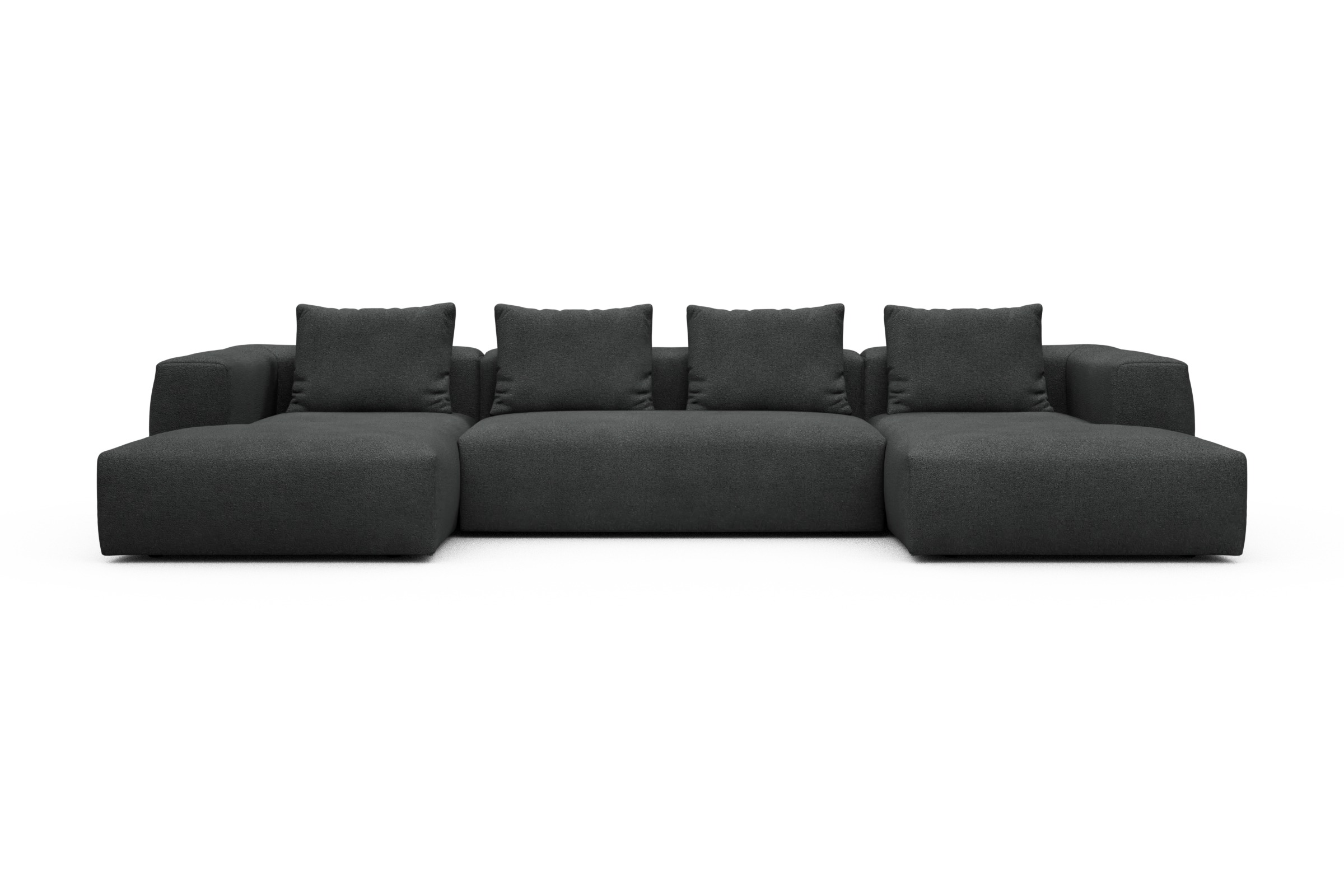 Skandi Home Wohnlandschaft Fred mit 2-Sitzer und Chaiselongue beidseitig Boucle-Charcoal moebelfaktor