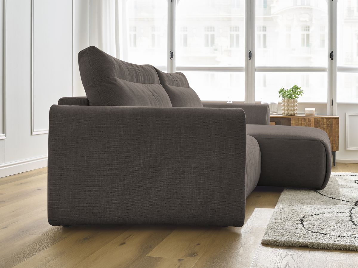 Bobochic Aden Ecksofa 293 × 152 cm Stoff Taupe Ecke rechts
