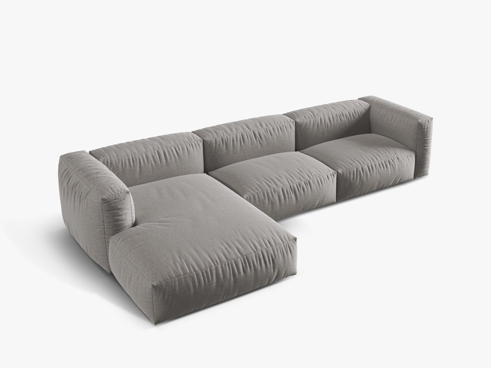 Micadoni Ecksofa Martina 3-Sitzer Links Strukturierter Stoff Boston Hellgrau