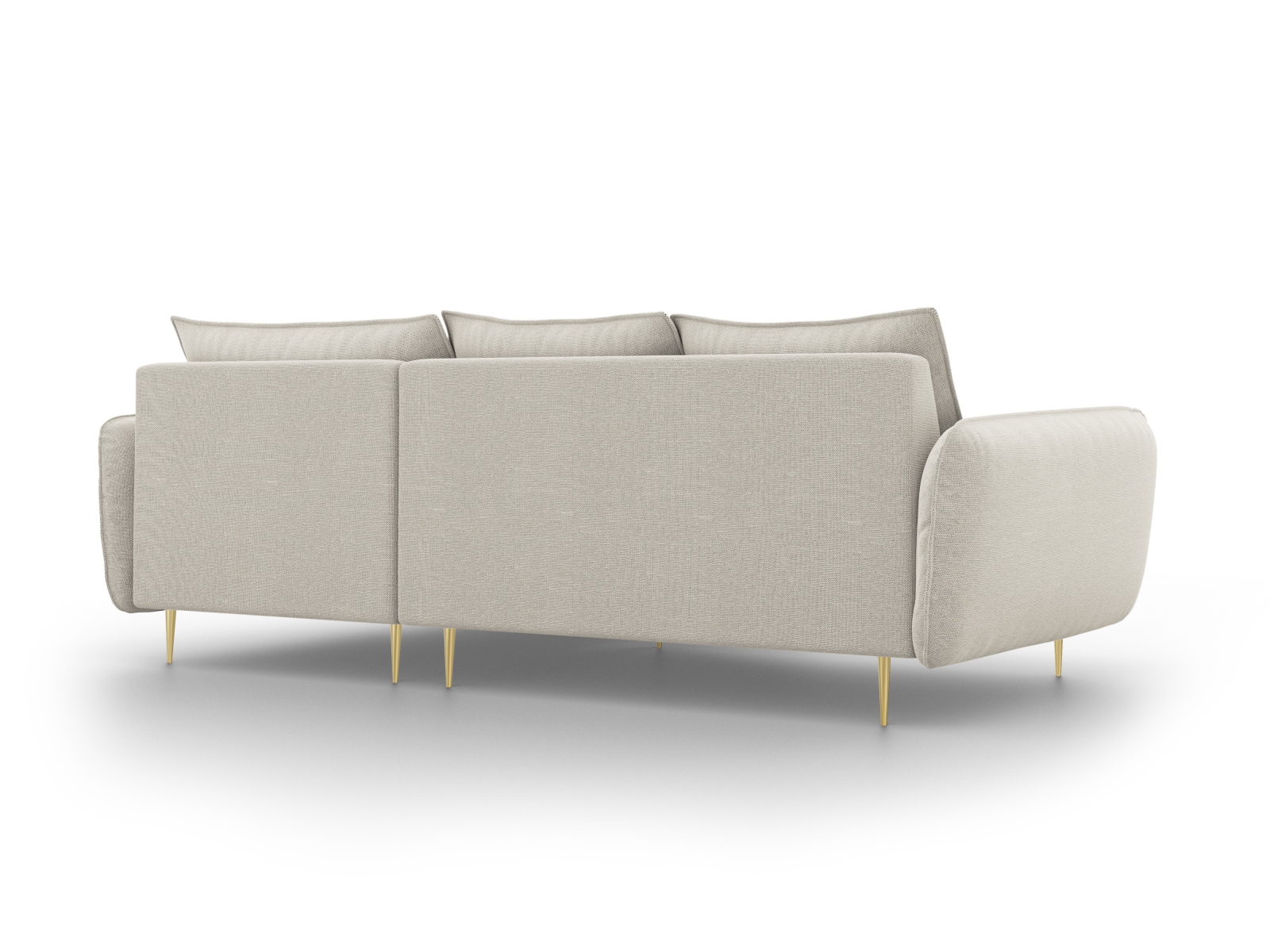 Cosmopolitan Design Ecksofa Vienna 5-Sitzer Strukturierter Stoff Positano Helles Beige Rechts Beine Gold