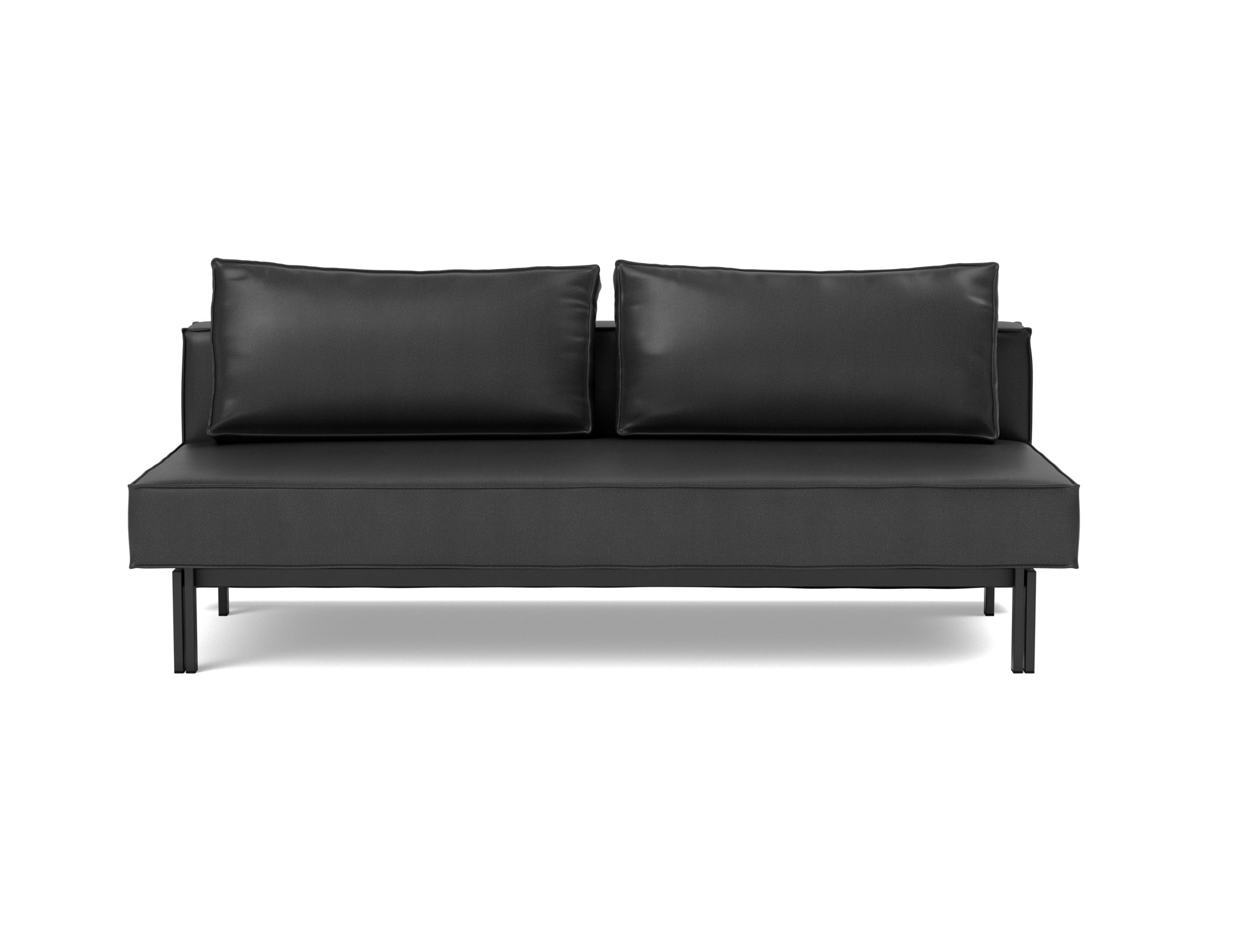 Schlafsofa Sly Lederoptik Faunal 550-Black Beine Schwarzes Metall