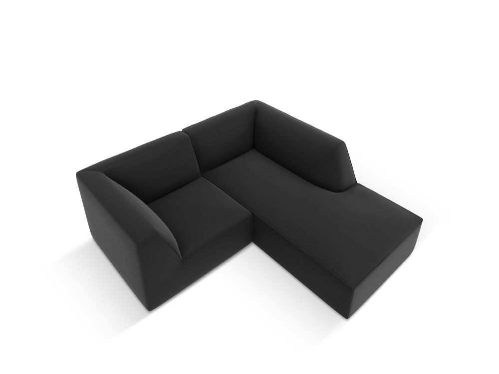 Cosmopolitan Design Ecksofa Siena 3-Sitzer Kunstleder Pacifico Schwarz Rechts