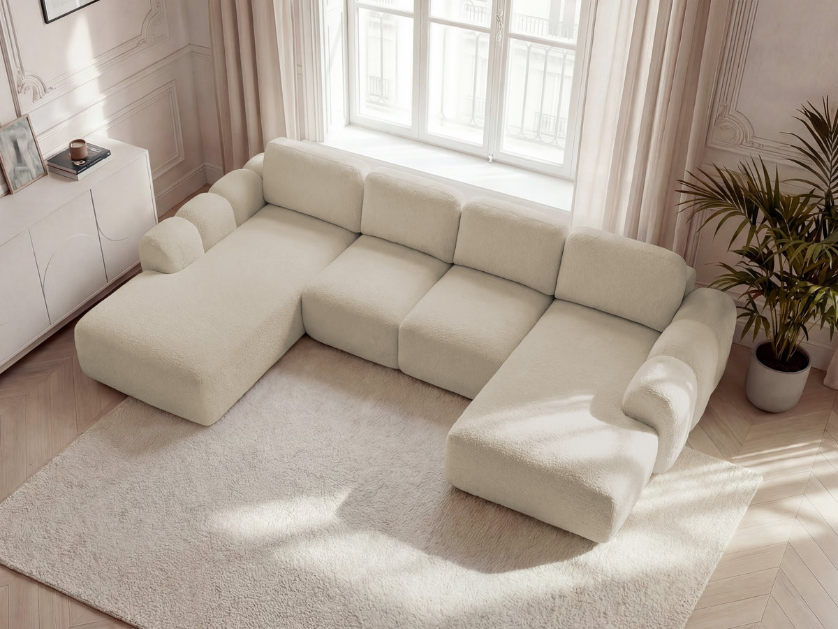 Bobochic Montaigne Wohnlandschaft Bouclé-Stoff Beige Ecke rechts