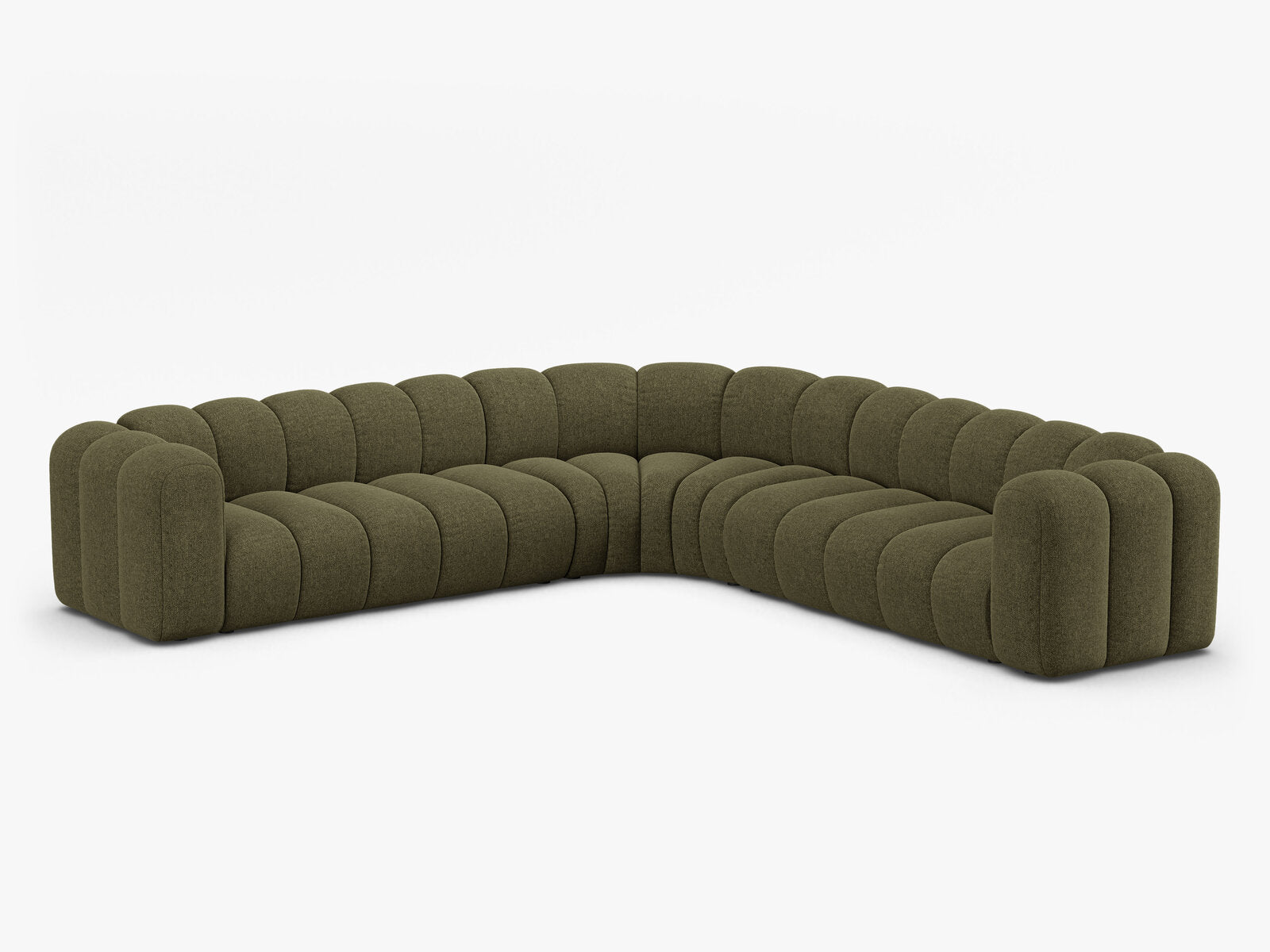 Micadoni symmetrisches Ecksofa Lupine 5-Sitzer  Chenille Eden Grün