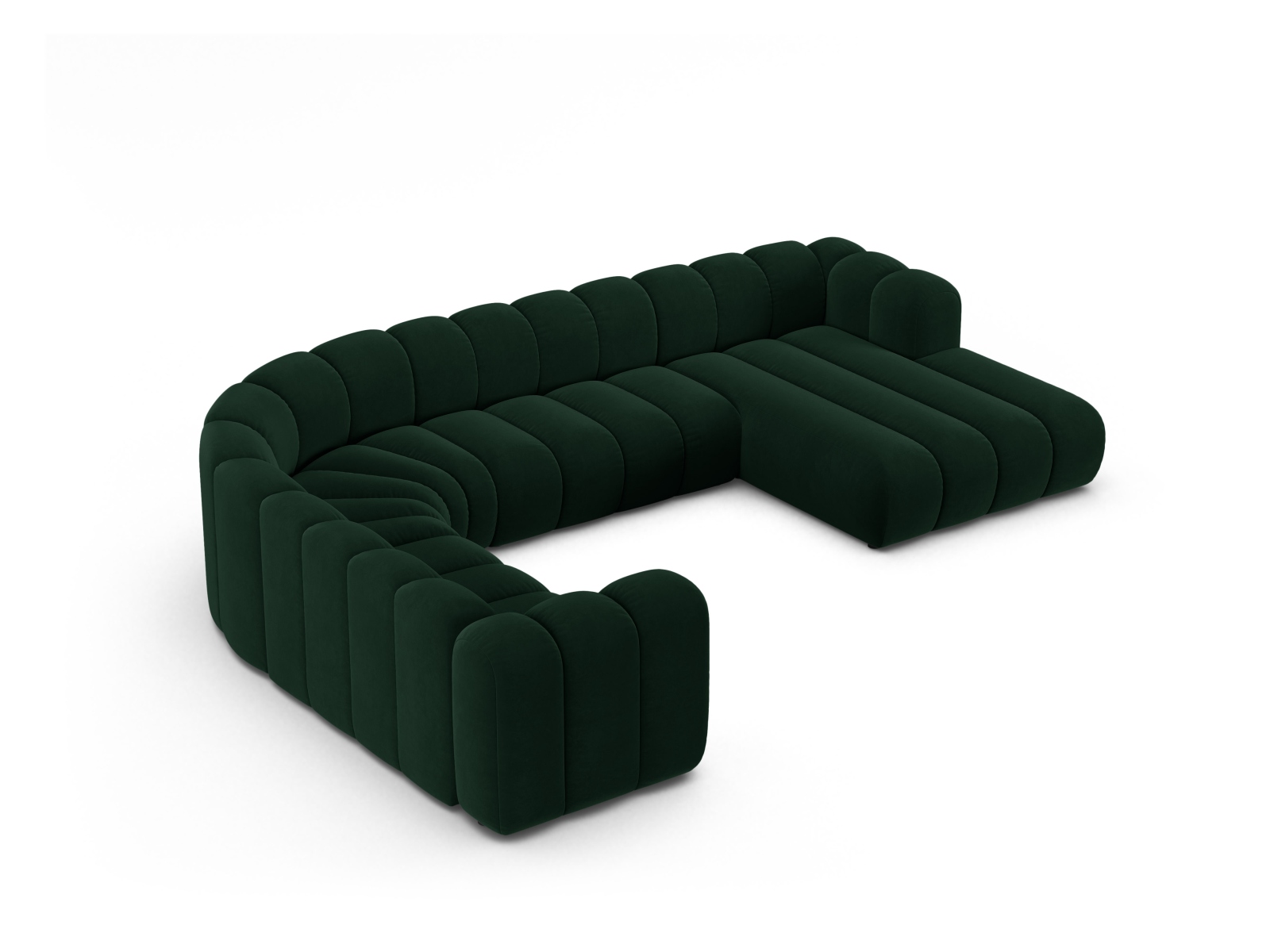 Micadoni Modulares Panorama Ecksofa Lupine 6-Sitzer Links Samt Salvador Flaschengrün