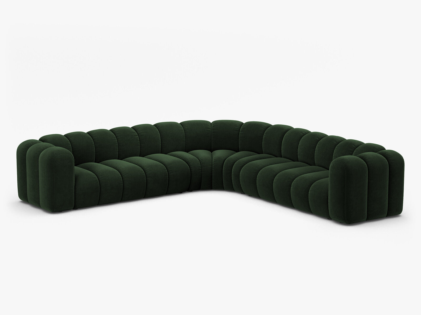 Micadoni symmetrisches Ecksofa Lupine 5-Sitzer  Samt Venus Flaschengrün