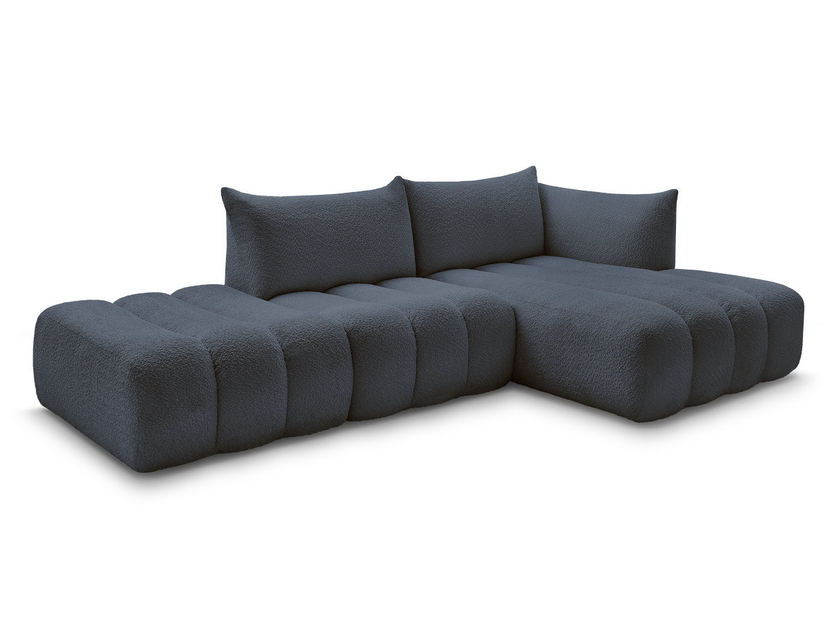Bobochic Azra Ecksofa 319 × 178 cm Bouclé-Stoff Dunkelblau Ecke rechts