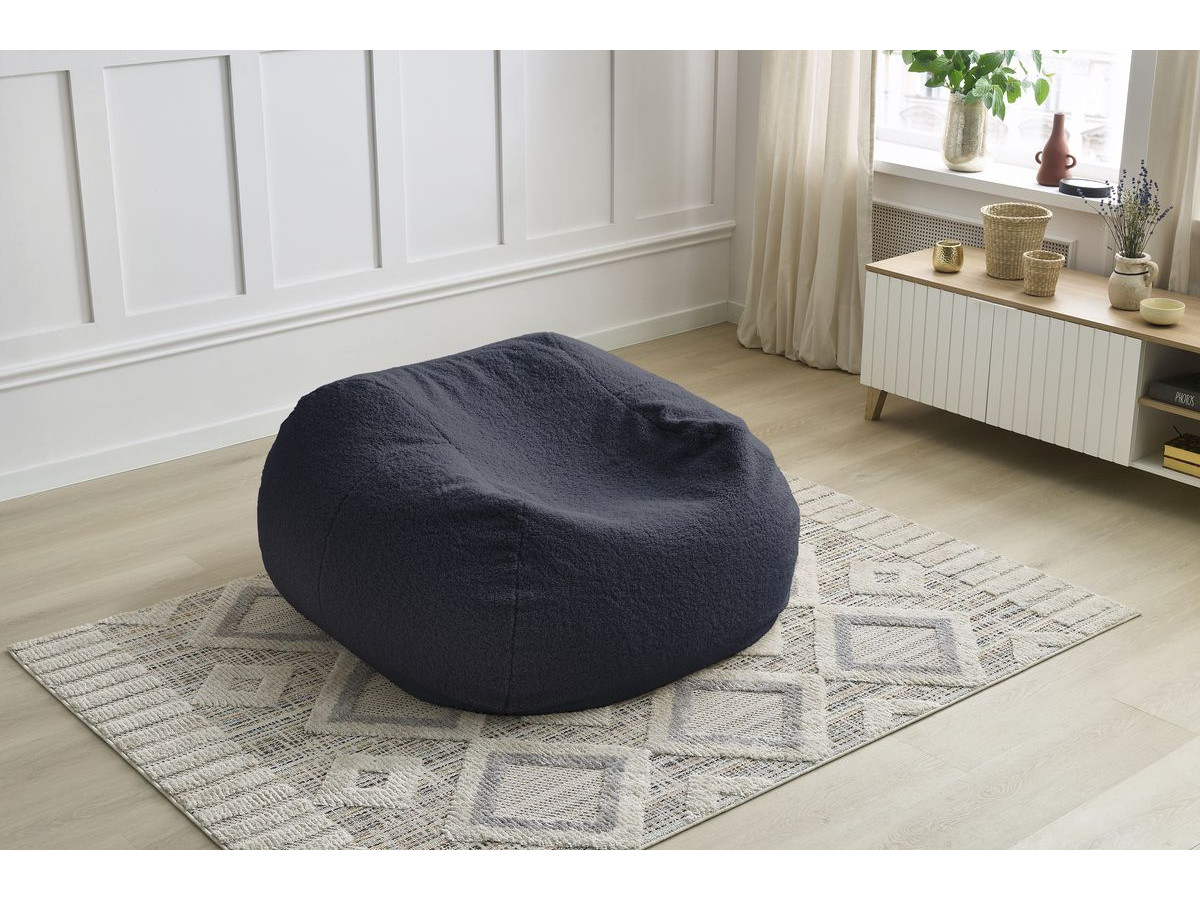Bobochic Meribel Pouf Bouclé-Stoff Dunkelblau