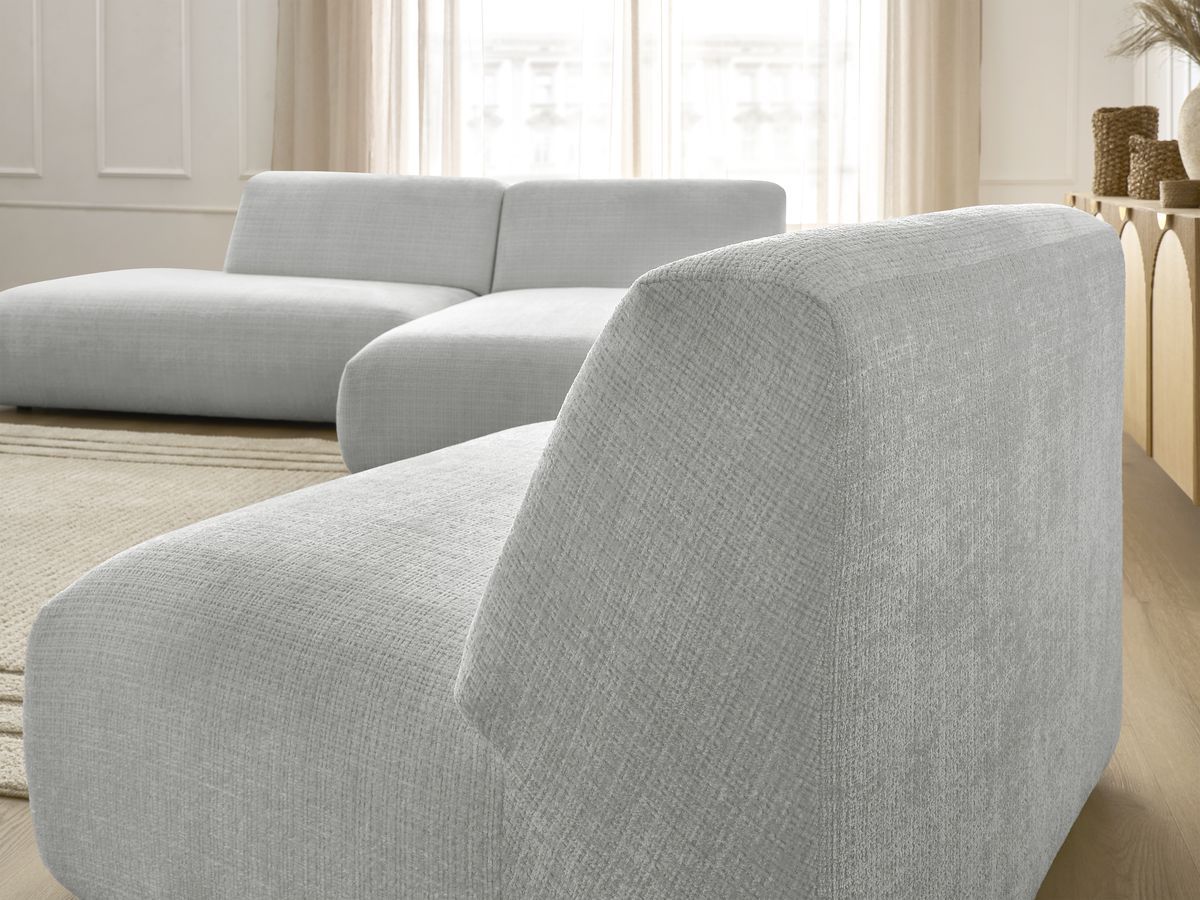 Bobochic Sirius Ecksofa 405 × 170 cm Strukturstoff Hellgrau Ecke rechts