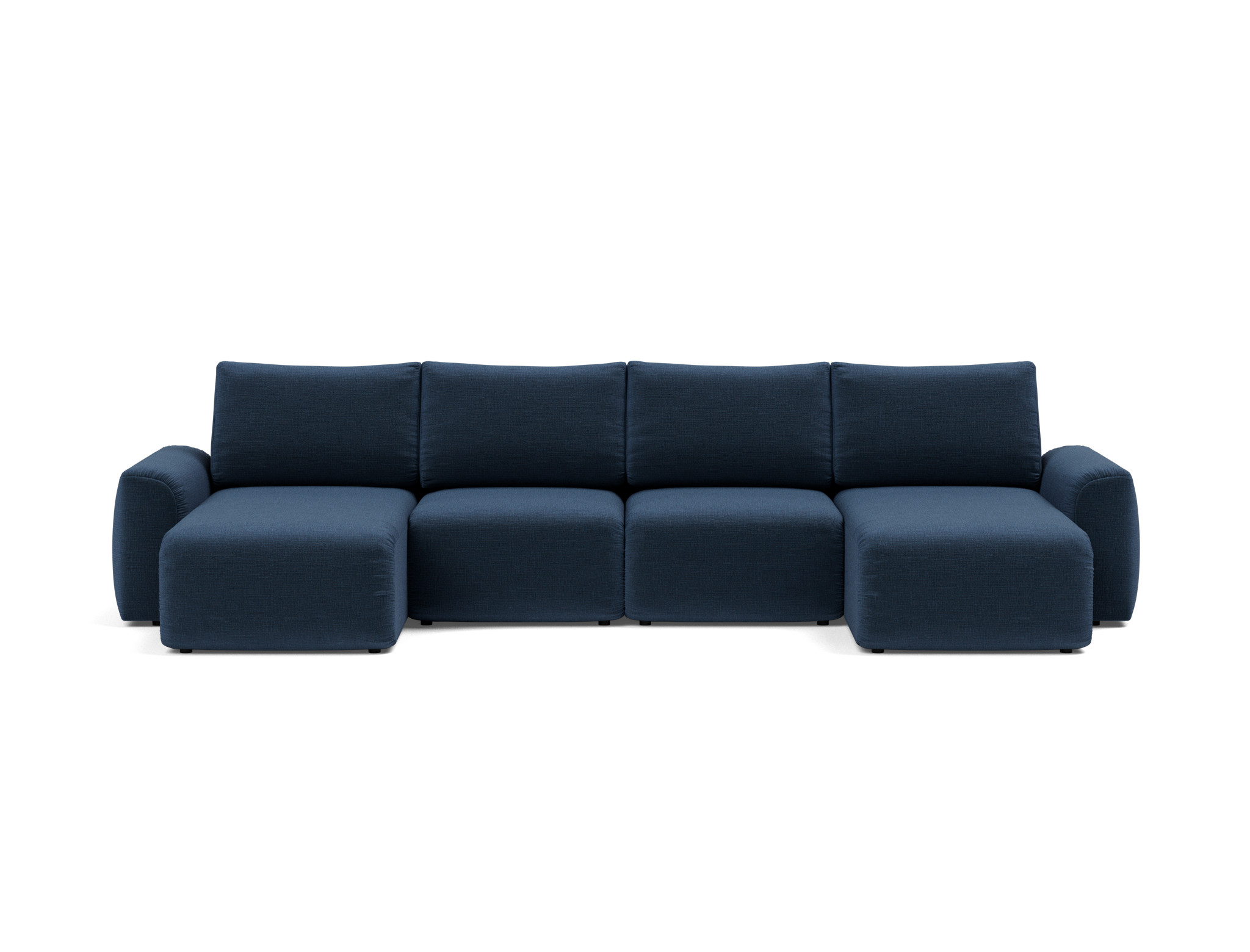 Schlafsofa Norum U-Form mit Chunky-Armlehnen Chenille Esina 414-Indigo-Blue