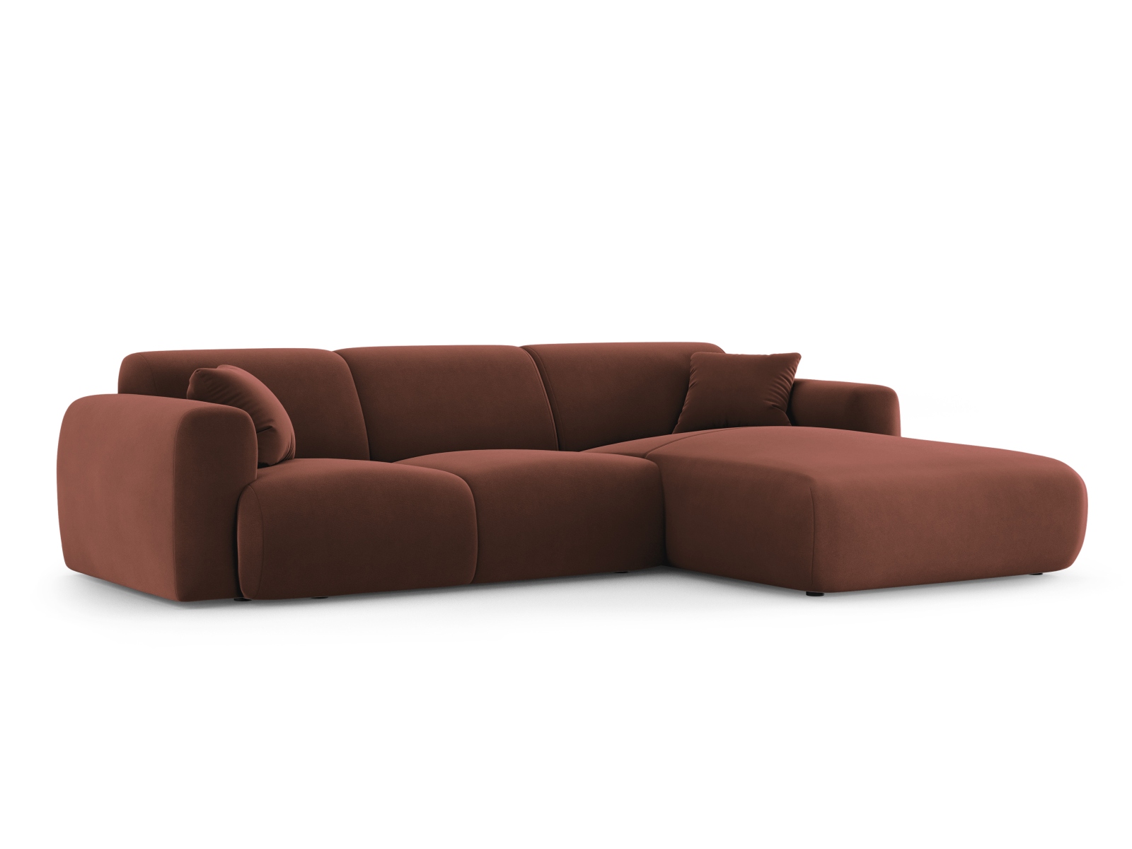 Cosmopolitan Design Ecksofa Nolio 4-Sitzer Samt Casino Cuoio Rechts
