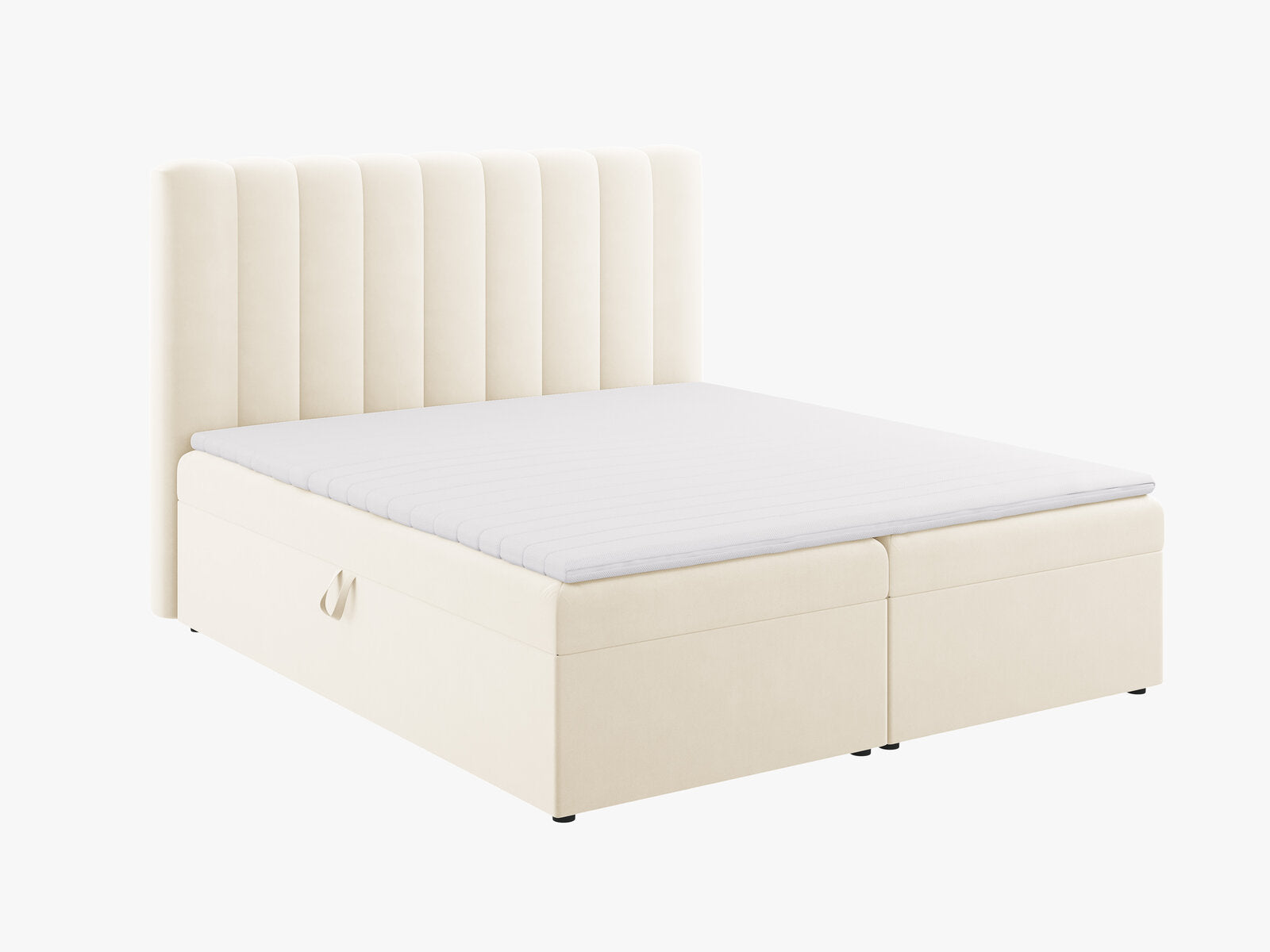 Micadoni Boxspringbett Kelp Samt Helles Beige 180x200