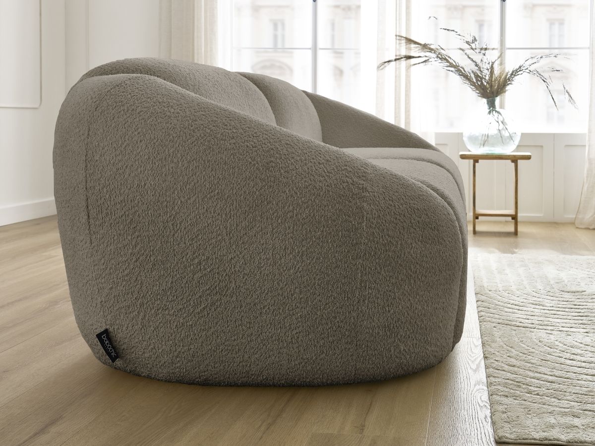 Bobochic Tina Sofa 3-Sitzer Bouclé-Stoff Taupe