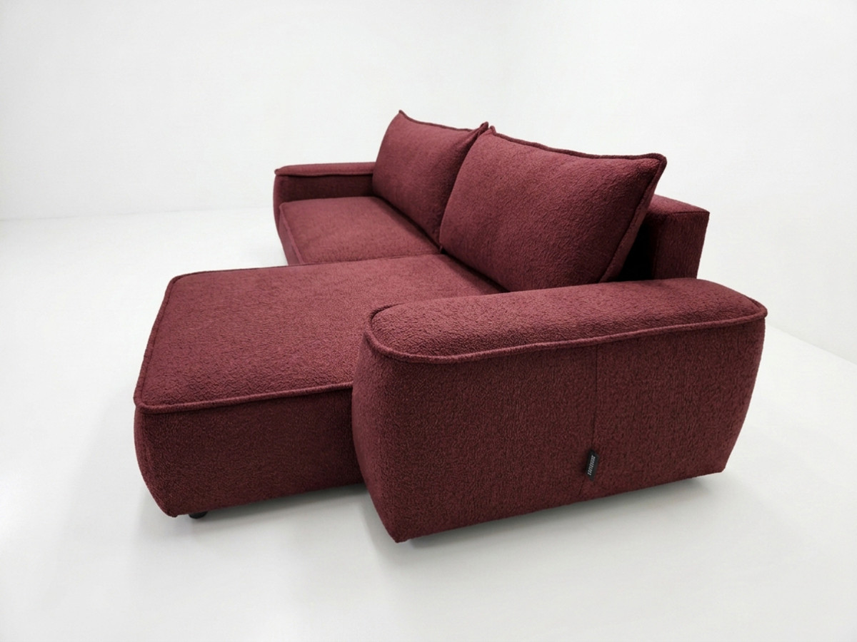 Bobochic Honore Ecksofa mit Schlaffunktion und Bettkasten Chenille Rot