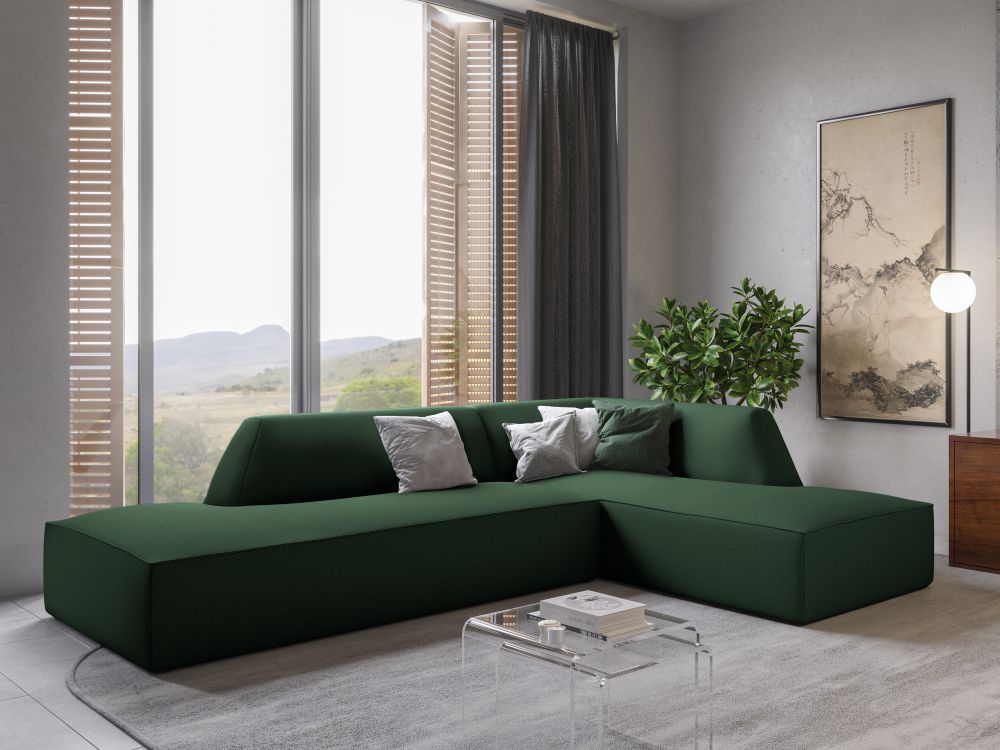 Cosmopolitan Design Ecksofa Siena 4-Sitzer offen Strukturierter Stoff Ottawa Grün Rechts