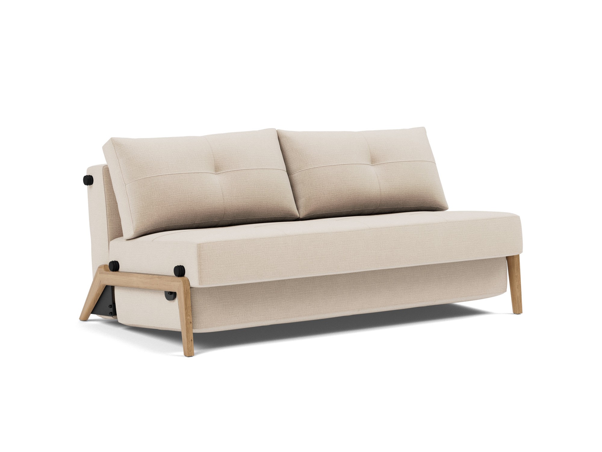 Schlafsofa Cubed 160 Chenille Esina 410-Almond-Beige Beine Eiche