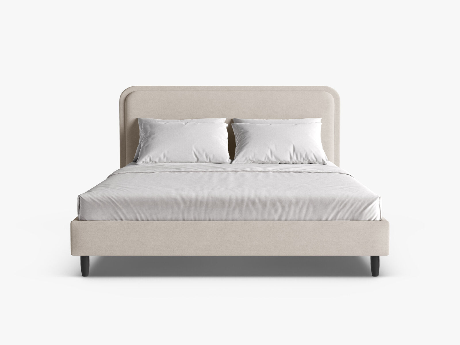 Micadoni Stauraumbett mit Kopfteil Aveline Strukturierter Stoff Wind Helles Beige 140x200