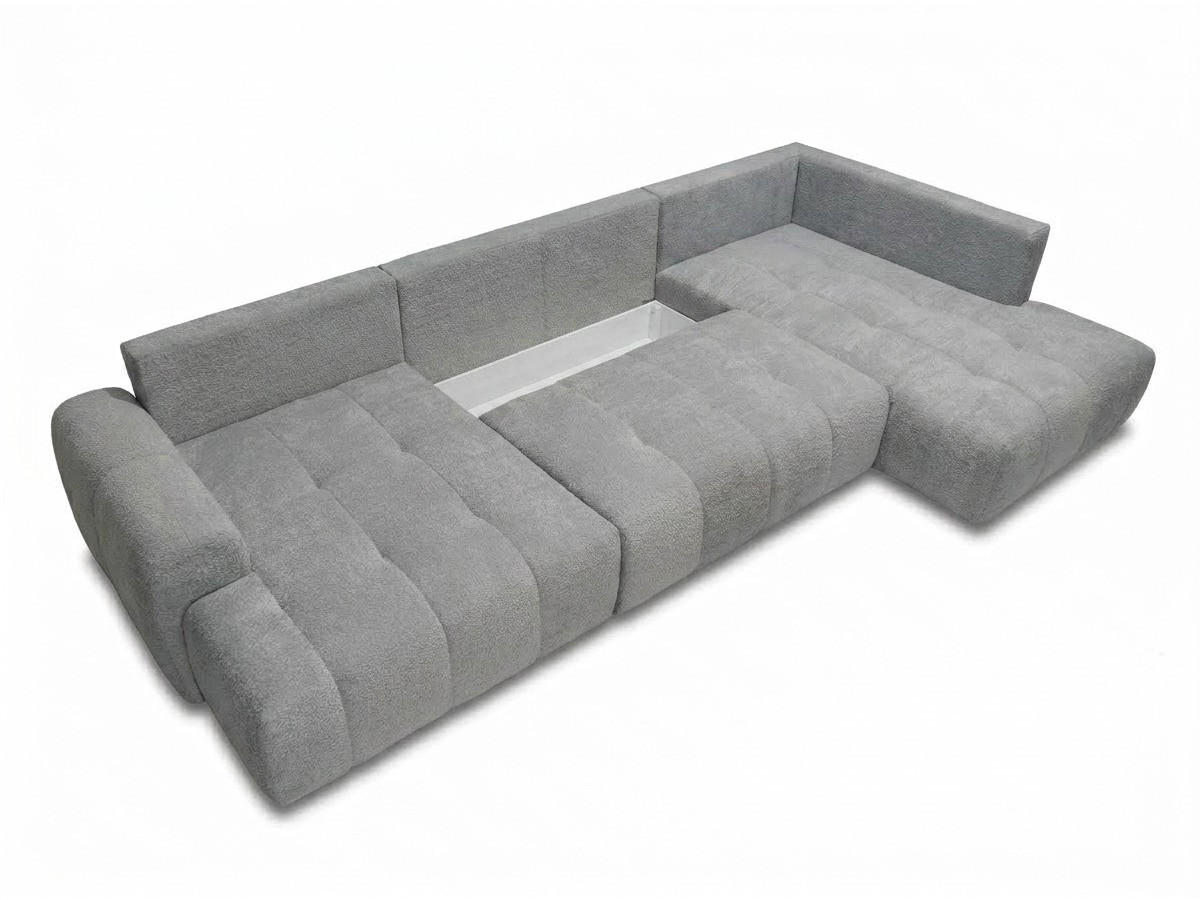 Bobochic Roxelane Wohnlandschaft Bouclé-Stoff Hellgrau Ecke rechts