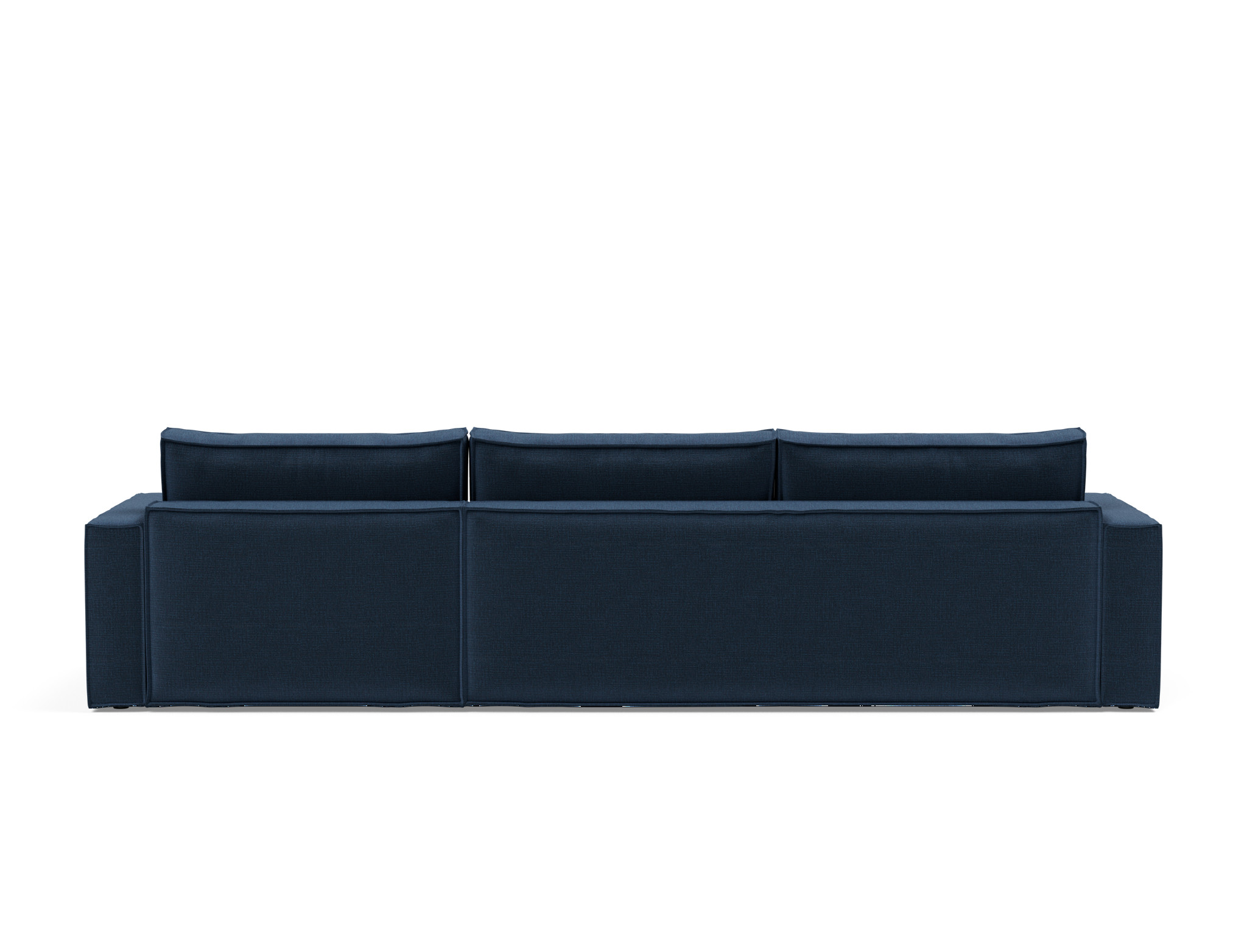 Schlafsofa Newilla mit Chaiselongue Chenille Esina 414-Indigo-Blue