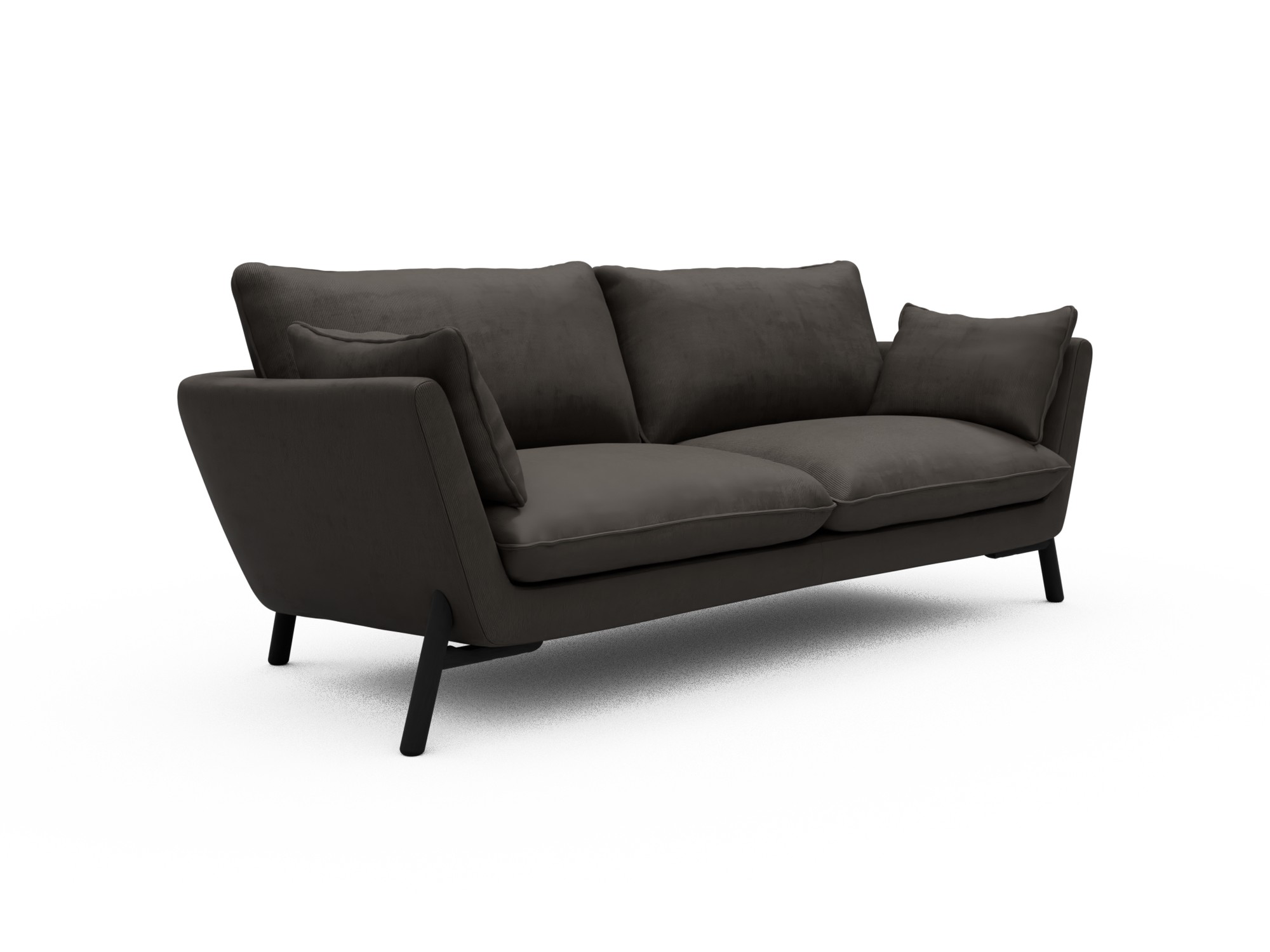 Skandi Home Sofa Emil 3-Sitzer Beinfarbe Eiche Schwarz Cordufine-Taupe moebelfaktor