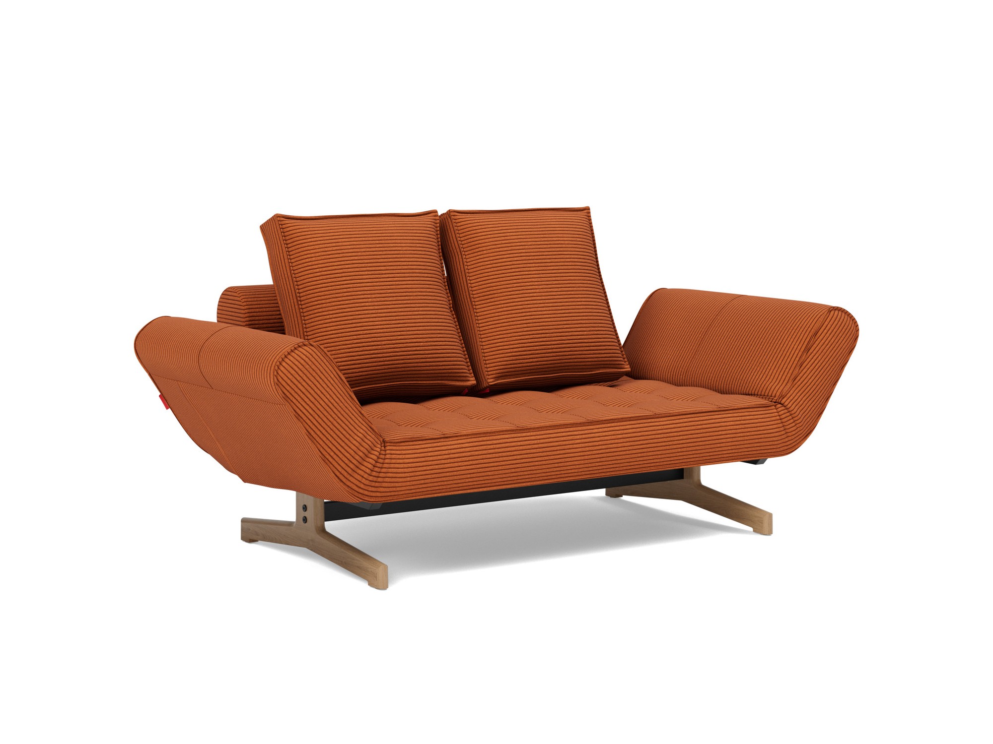 Tagesbett Ghia Kord Corduroy 595-Burnt-Orange Beine Eiche