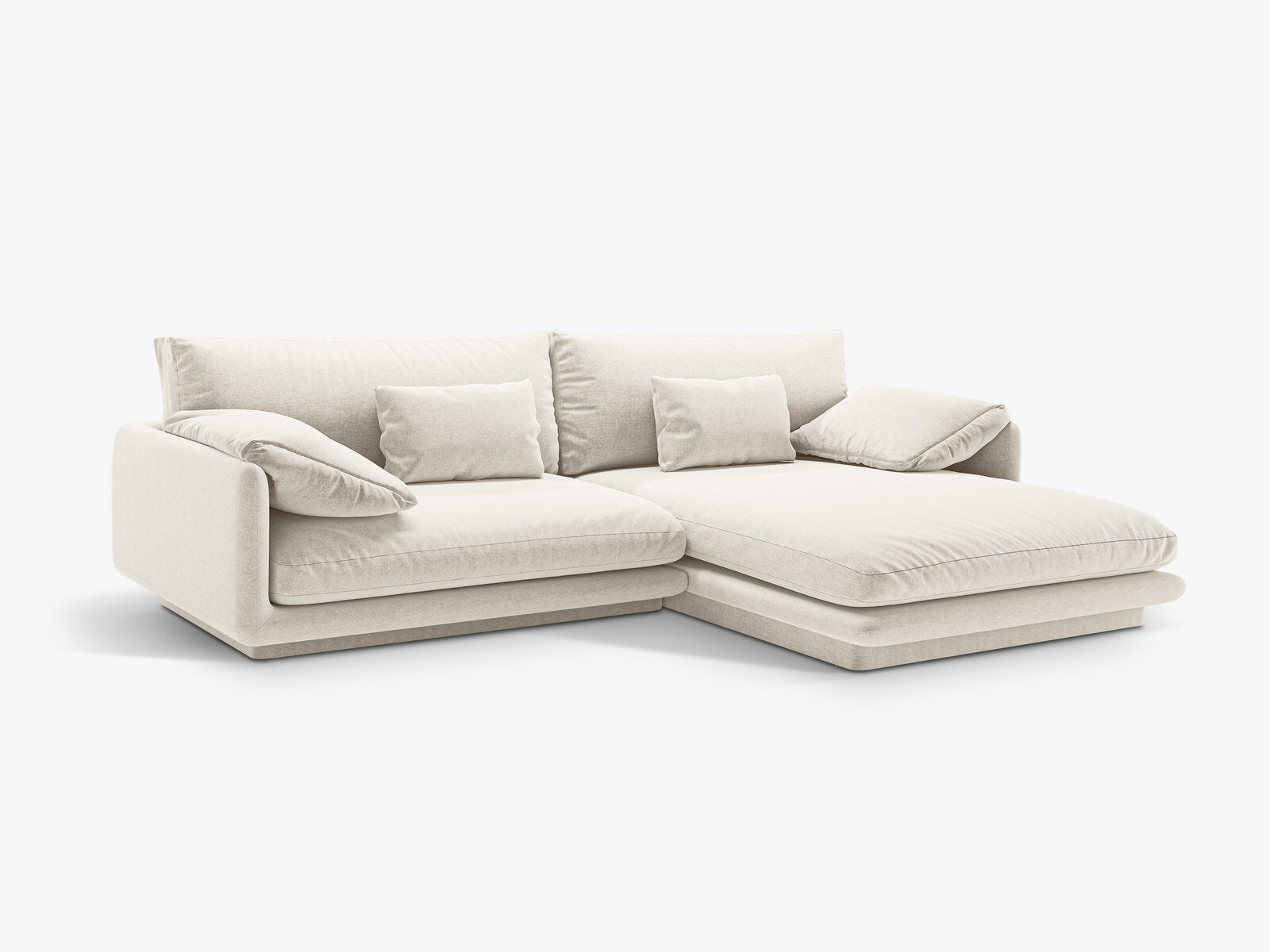 Micadoni Ecksofa Torino 4-Sitzer Rechts Strukturierter Stoff Elfenbein