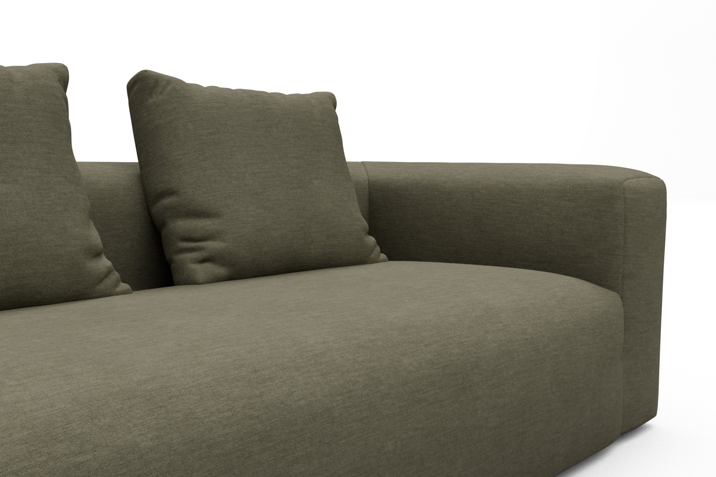 Wohnlandschaft Fred mit 2-Sitzer und Chaiselongue beidseitig Vivus-Dusty-Olive