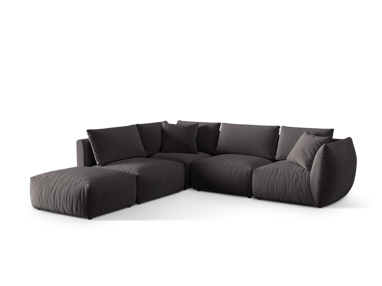 Micadoni Modulares Ecksofa Chris 4-Sitzer Links Samt Dunkelgrau
