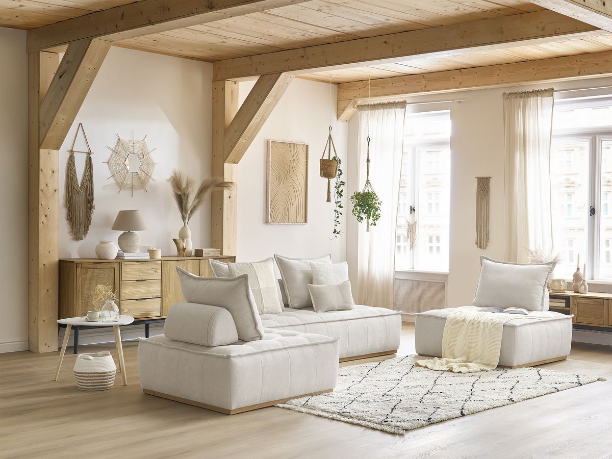 Bobochic Elisa Ecksofa Strukturstoff Weiß