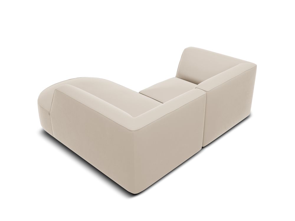 Cosmopolitan Design Ecksofa Siena 3-Sitzer abgerundet Samt Salvador Beige Rechts