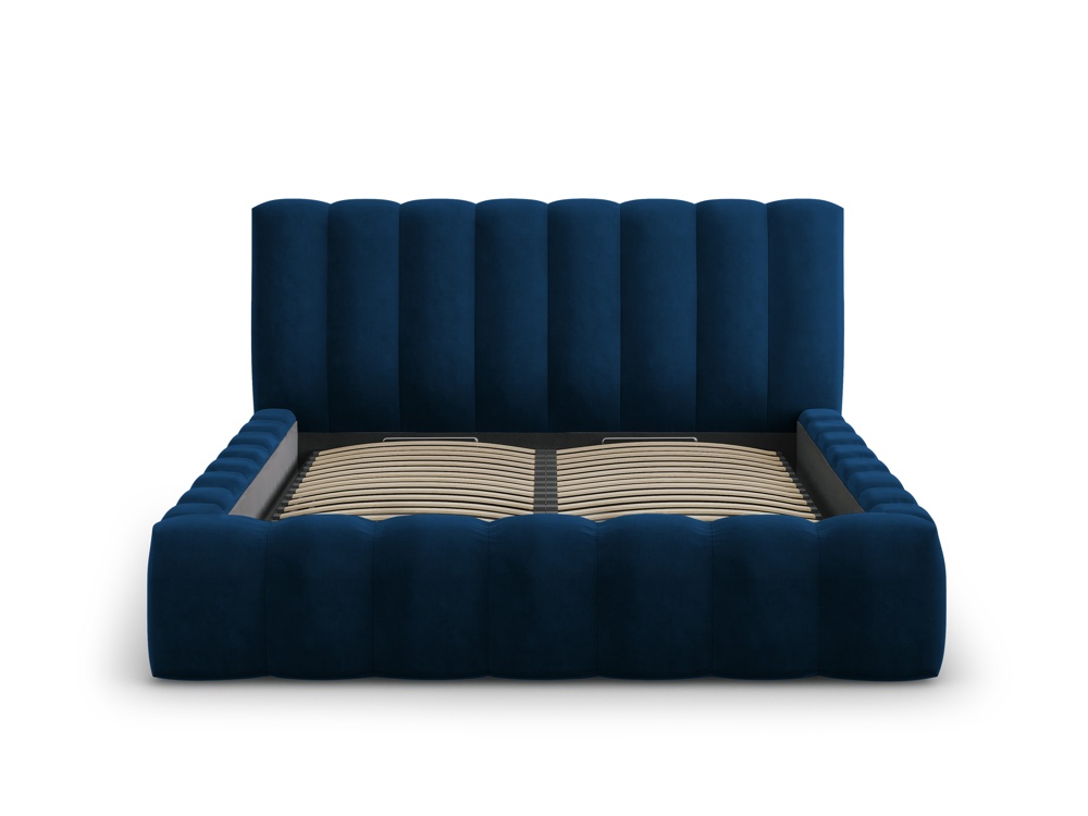 Cosmopolitan Design Stauraumbett mit Kopfteil Palma 180x200 Samt Bluvel Königsblau