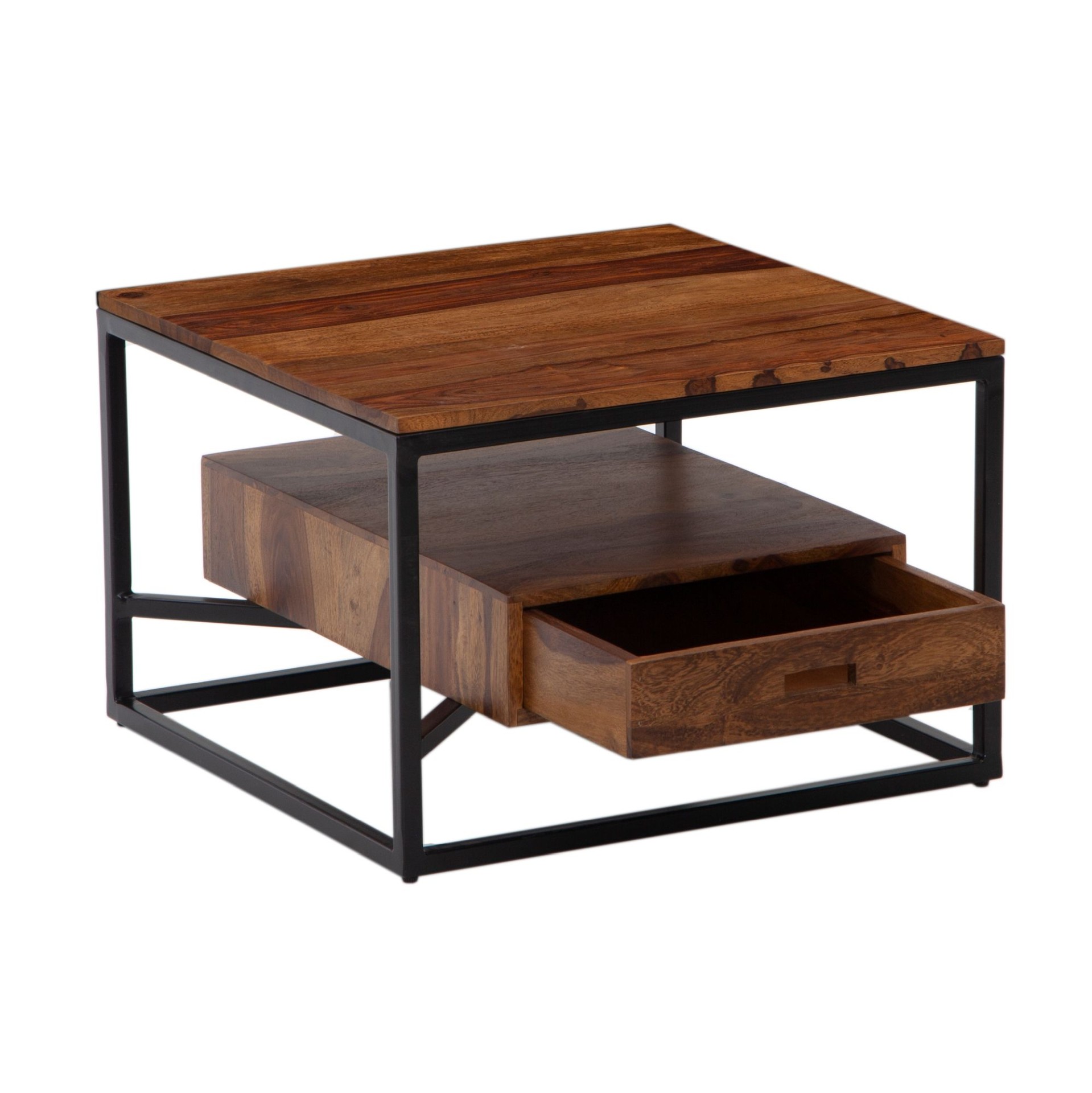 Couchtisch Austmarka Massivholz Dunkelbraun 60 × 60 × 40 cm