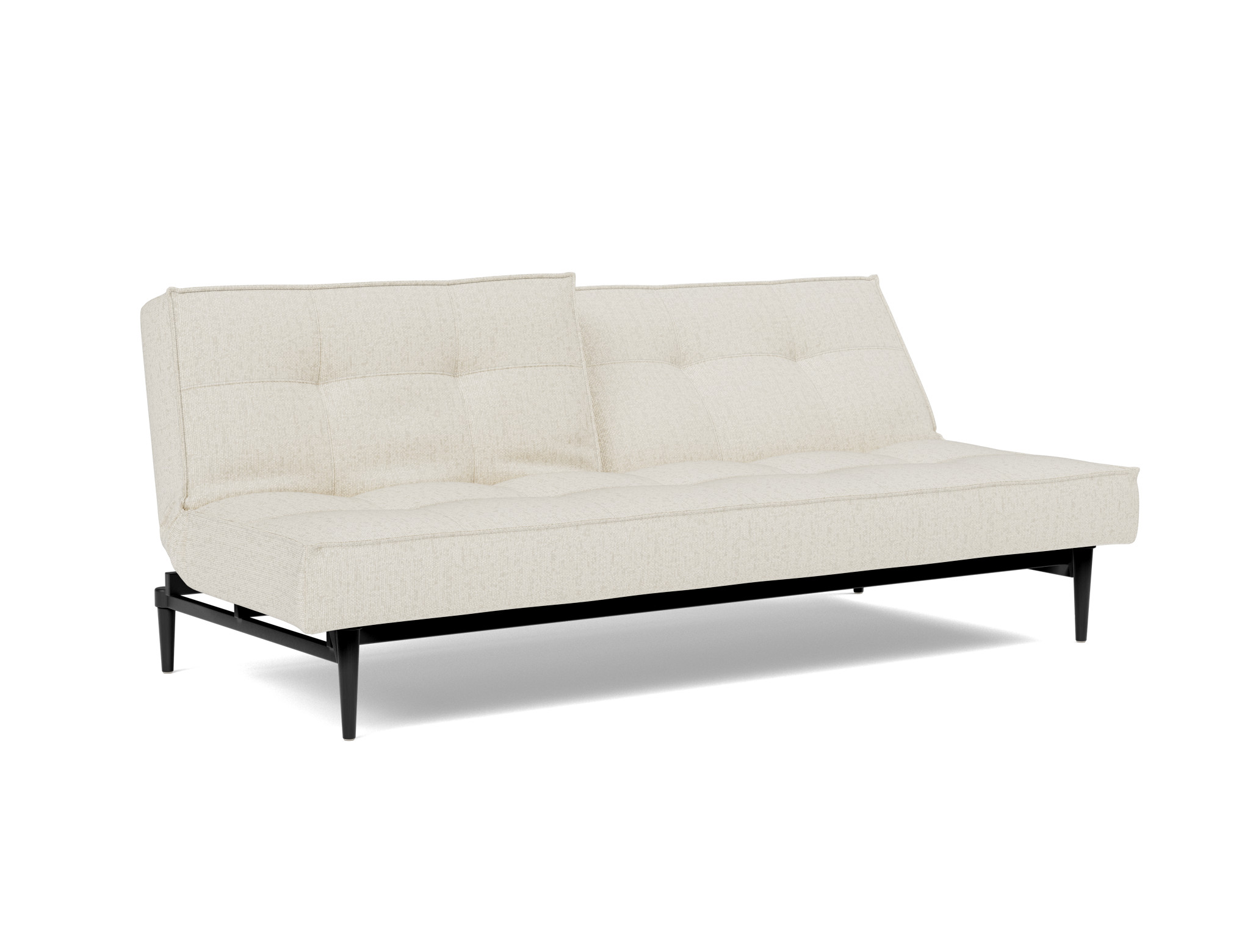 Schlafsofa Splitback Boucle Skandi 531-Off-White Beine Styletto Eiche schwarz