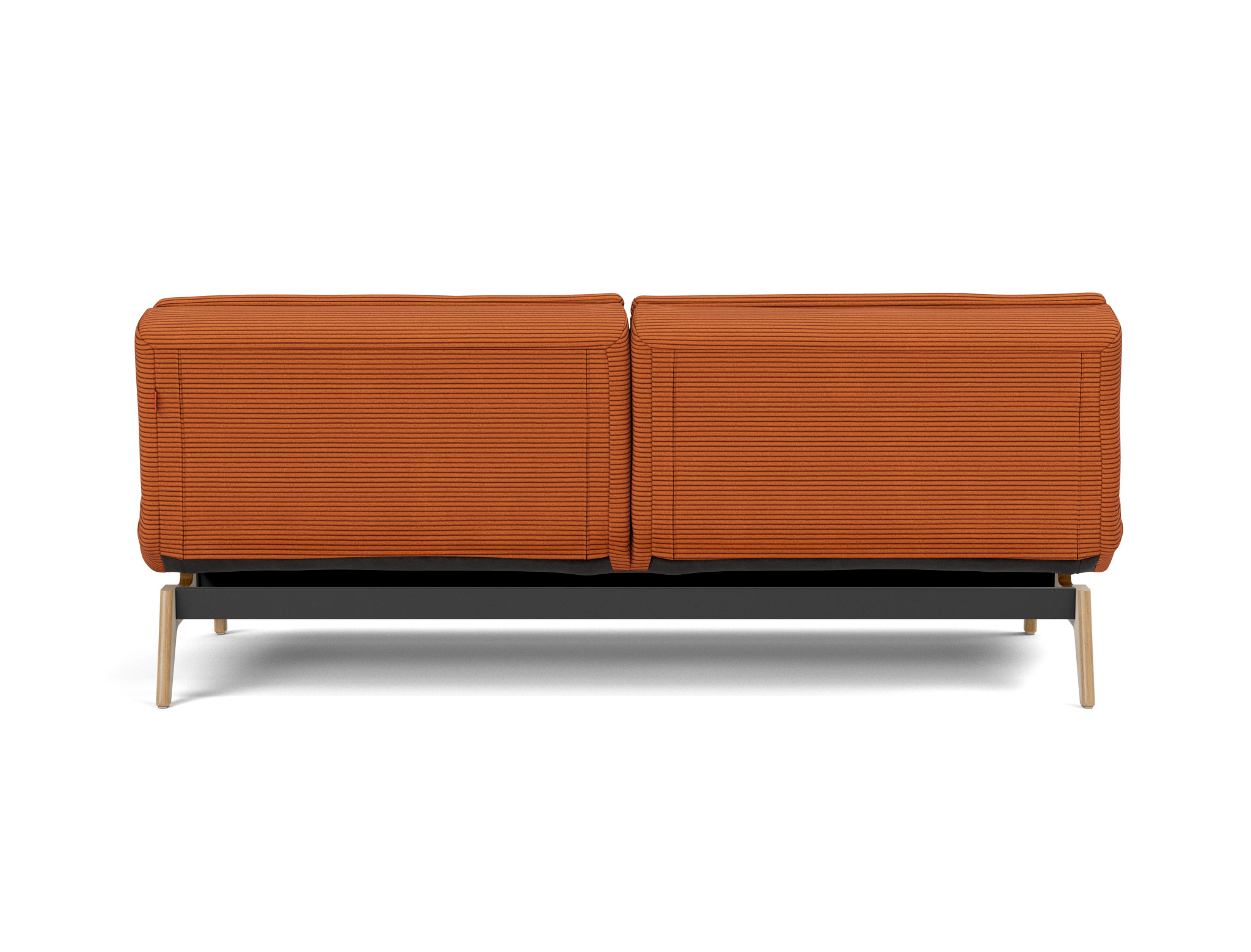 Schlafsofa Dublexo Kord Corduroy 595-Burnt-Orange Beine Eiche