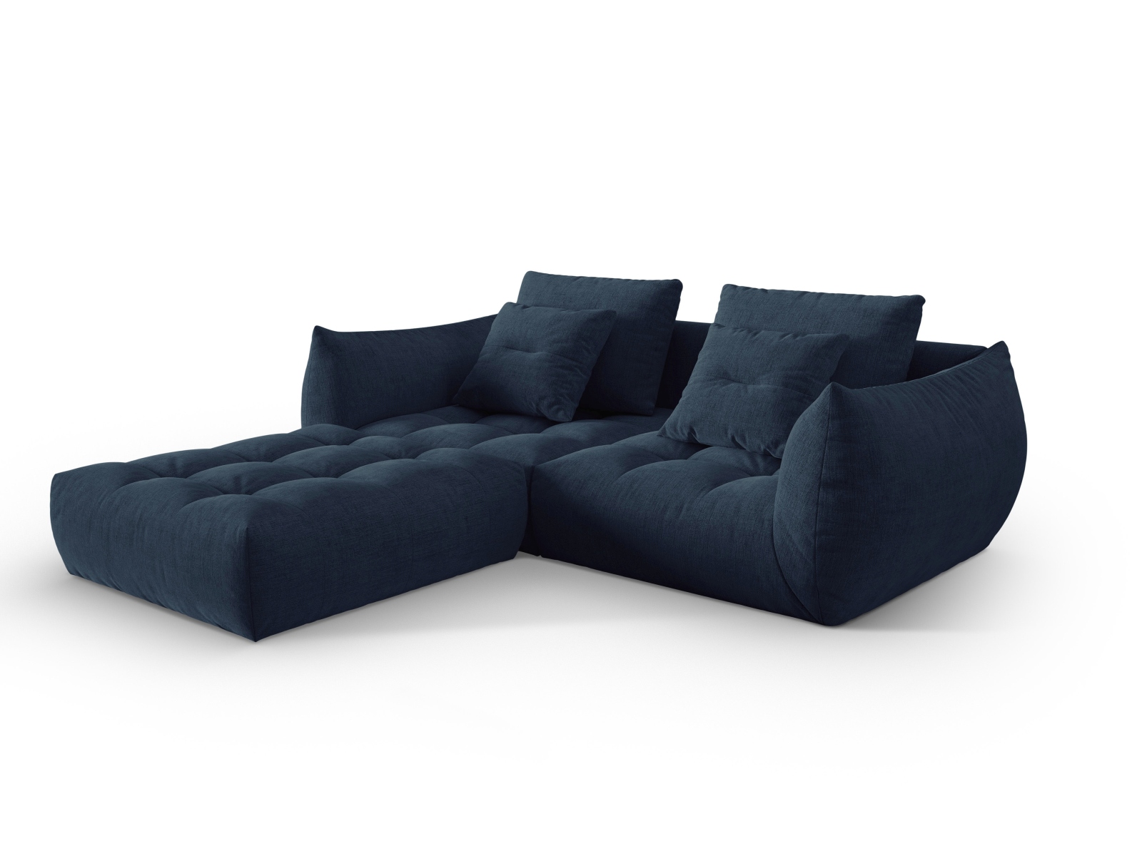 Micadoni Ecksofa Bloom 3-Sitzer Strukturierter Stoff Dunkelblau