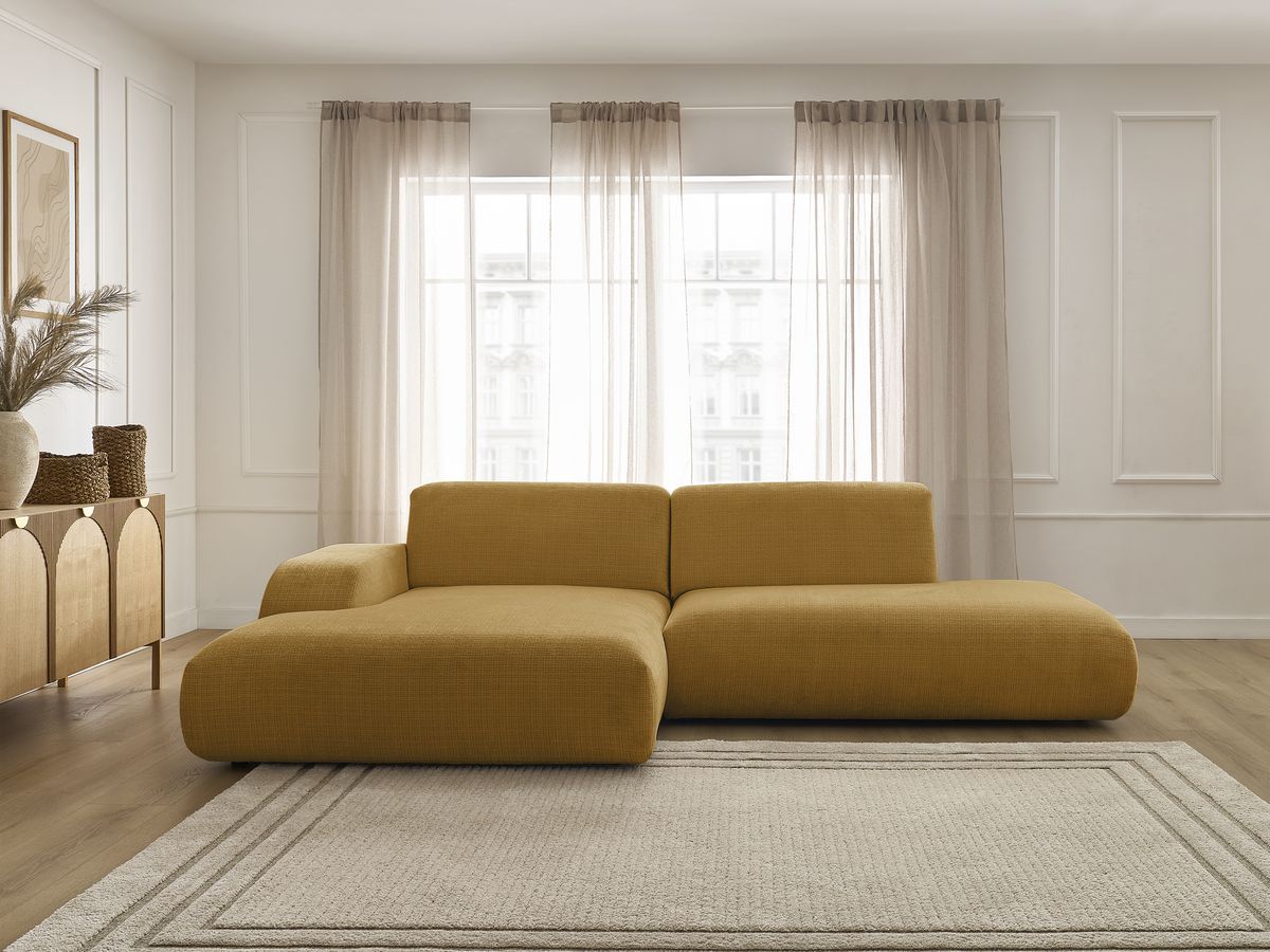 Bobochic Sirius Ecksofa 300 × 170 cm Strukturstoff Gelb Ecke links