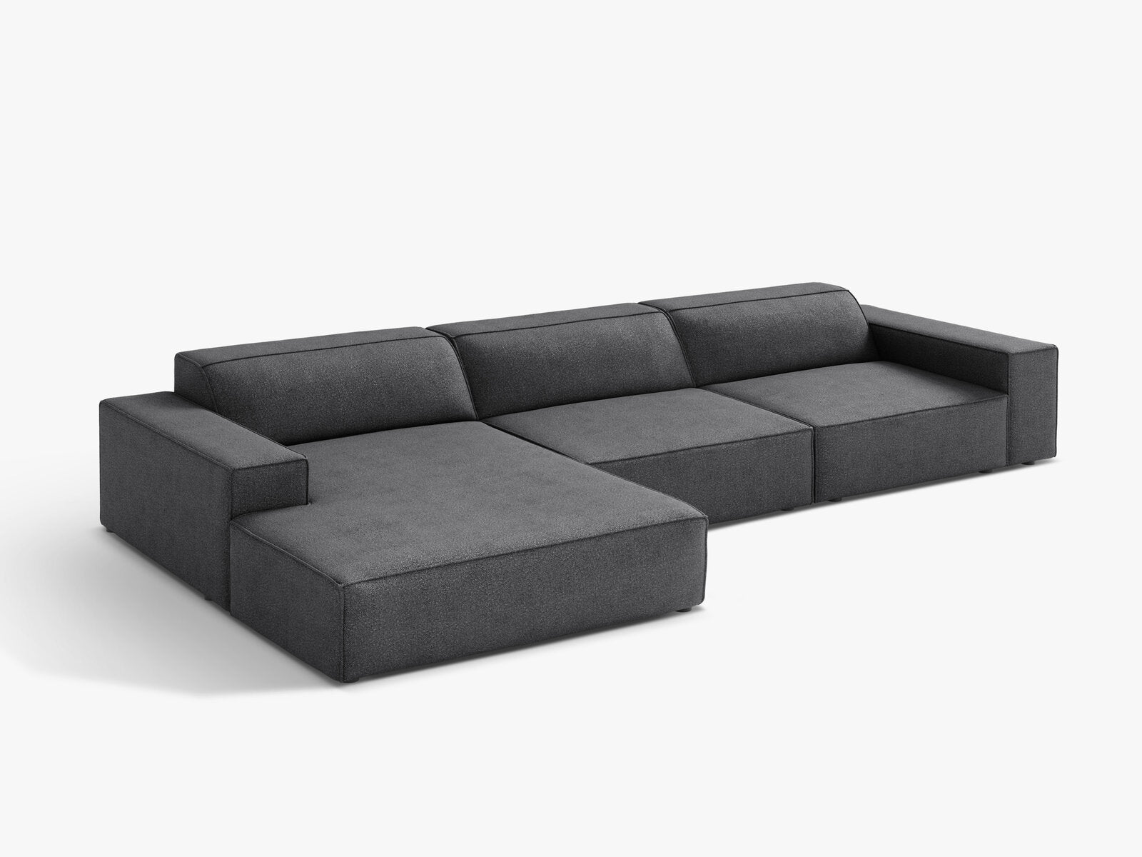 Micadoni Ecksofa Jodie 4-Sitzer Links Boucle Baloo Dunkelgrau