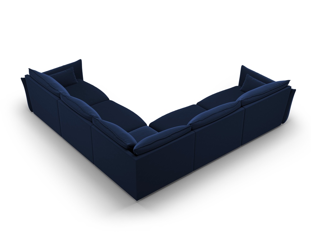 Cosmopolitan Design Symmetrisches Ecksofa Matera 7-Sitzer Samt Salvador Königsblau