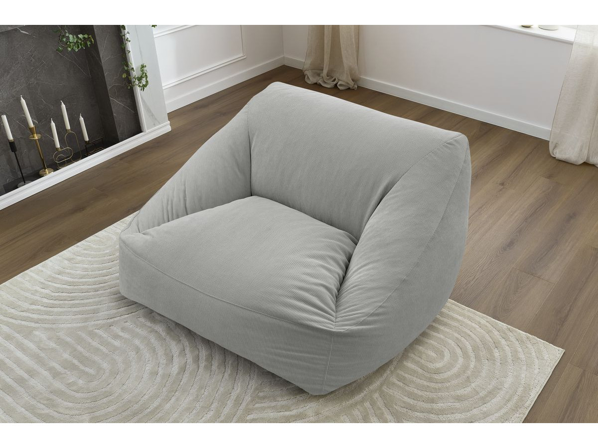 Bobochic Lilibet Pouf Cordsamt Hellgrau