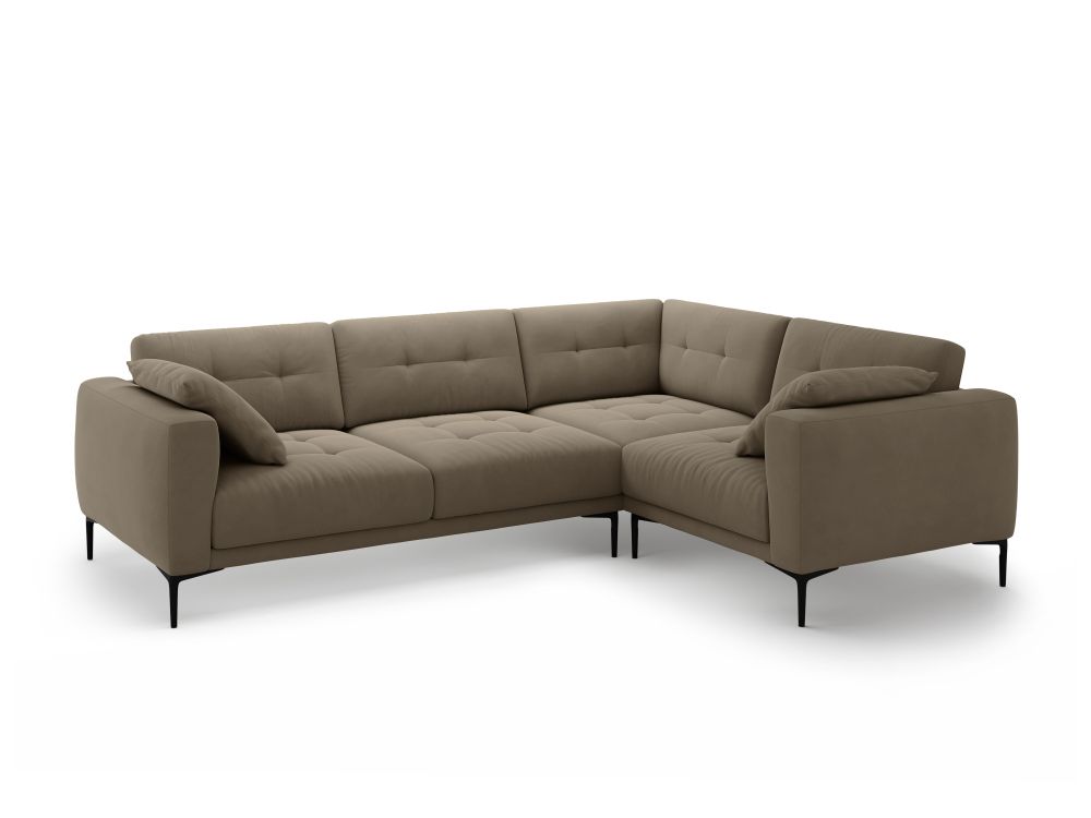 Cosmopolitan Design Ecksofa Lazio 4-Sitzer Samt Salvador Graubraun Rechts