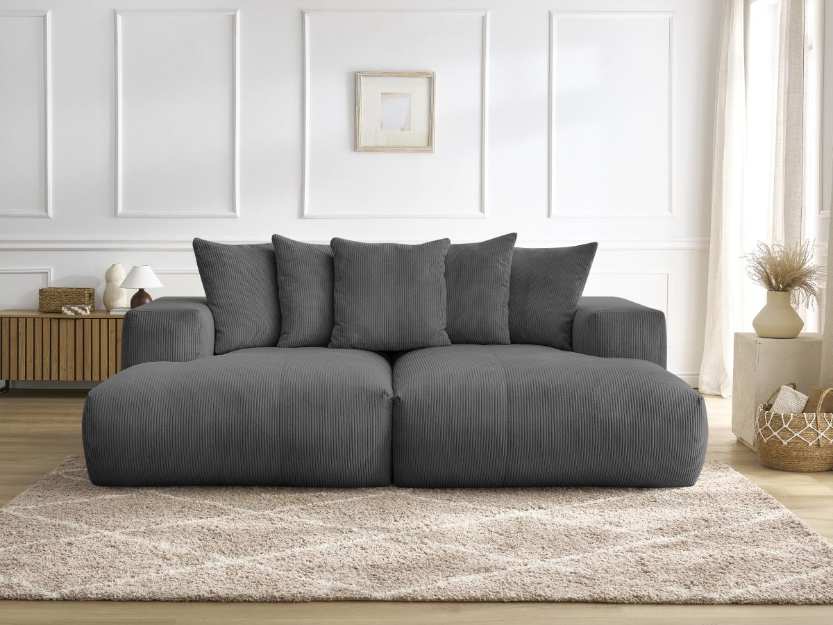 Bobochic Voltaire Sofa 4-Sitzer 248 × 170 cm Cordsamt Dunkelgrau