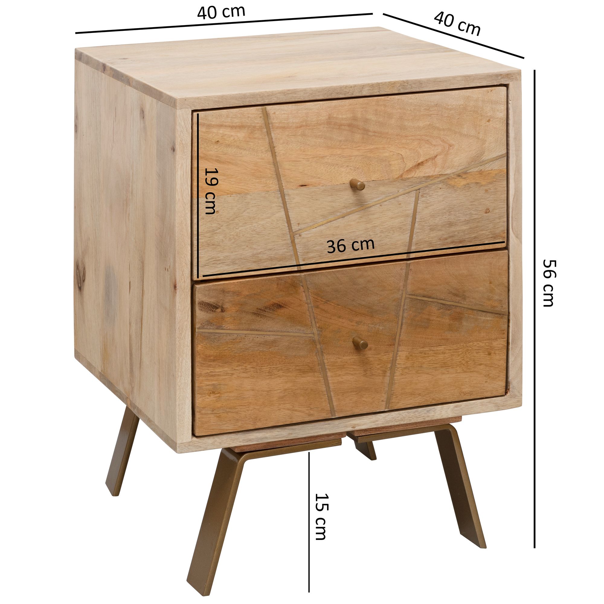 Nachttisch Dale Mango Massivholz 40 × 40 × 56 cm