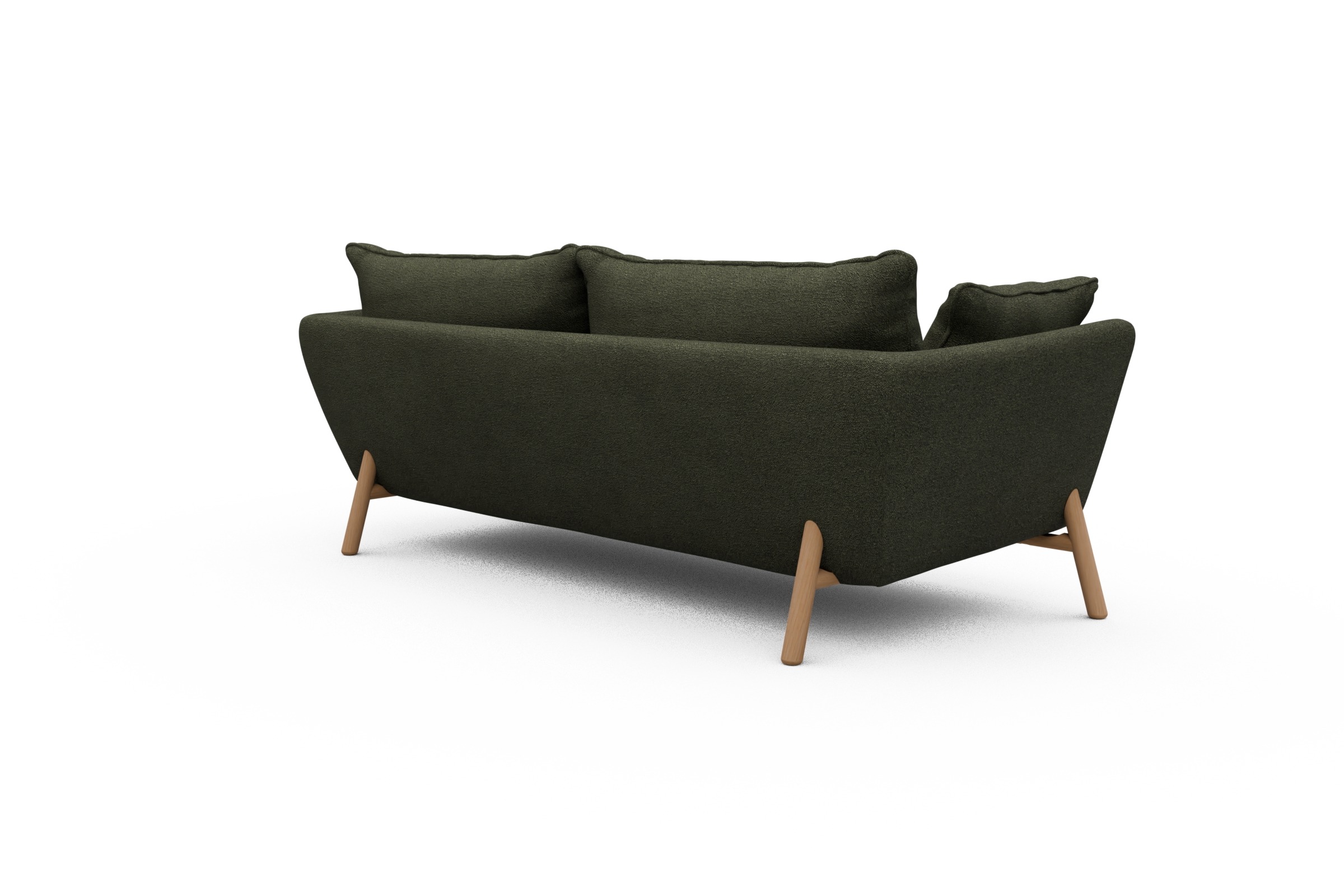 Sofa Emil PREMIUM 3-Sitzer Beinfarbe Eiche Natur Boucle-Forest-Green