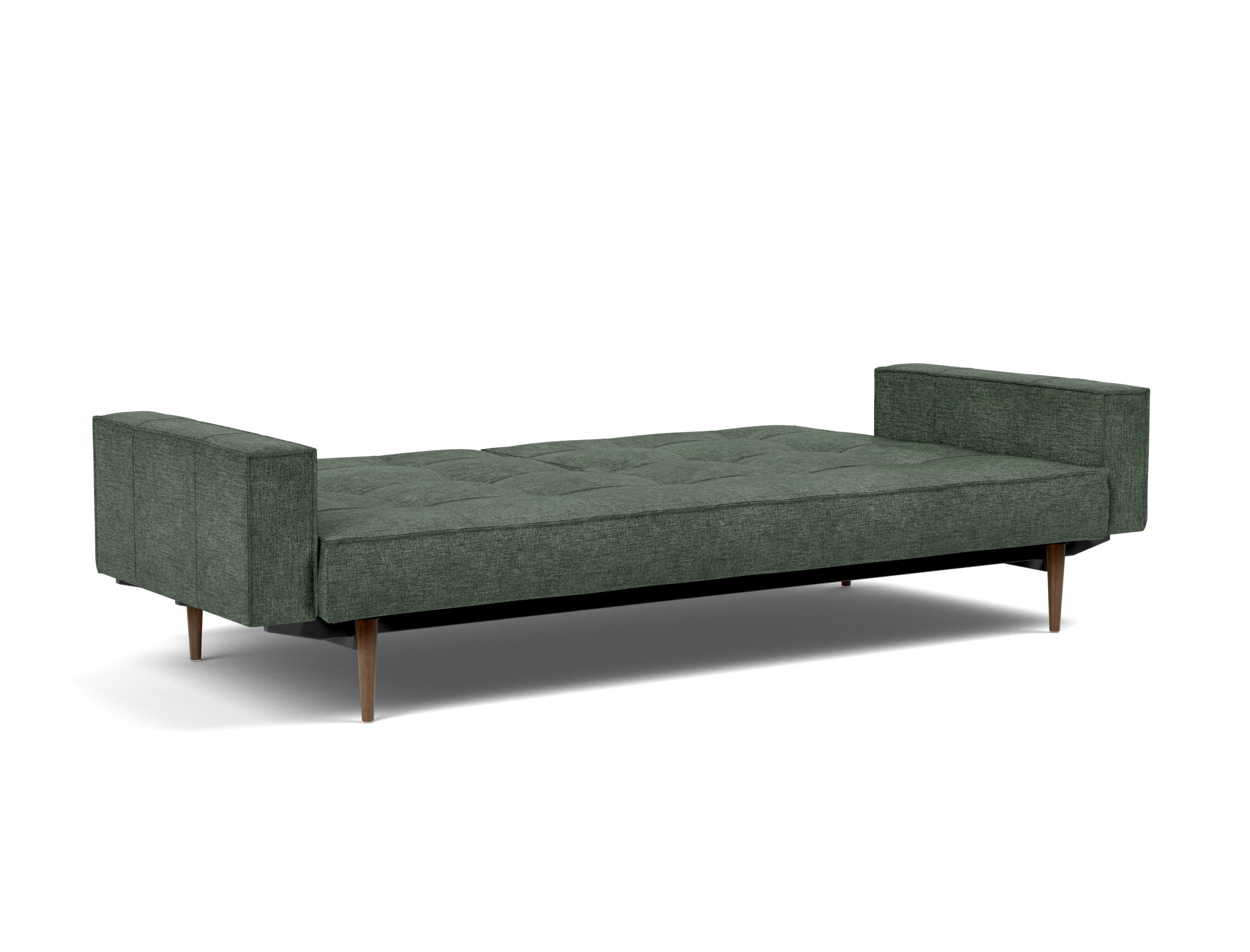 Schlafsofa Splitback mit Armlehnen Flachgewebe Avella 281-Pine-Green Beine Styletto Eiche dunkel