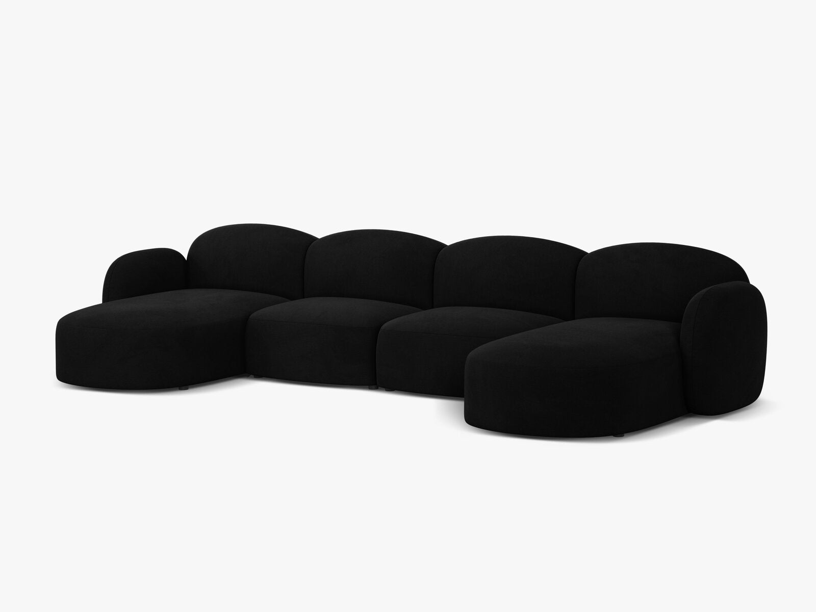 Micadoni Panorama Sofa Blair 6-Sitzer Samt Casino Schwarz