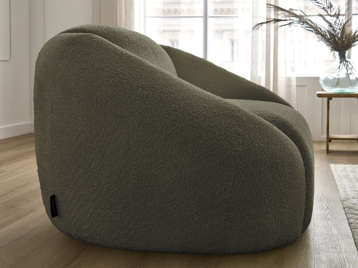 Bobochic Tina Sessel Bouclé-Stoff Grün