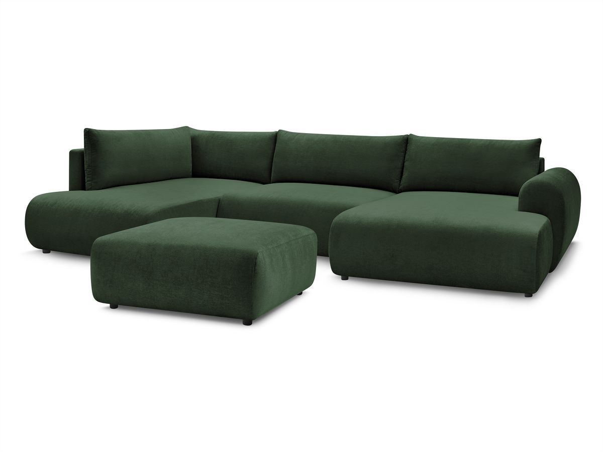 Bobochic Lucien Wohnlandschaft mit Pouf Stoff Grün Ecke rechts