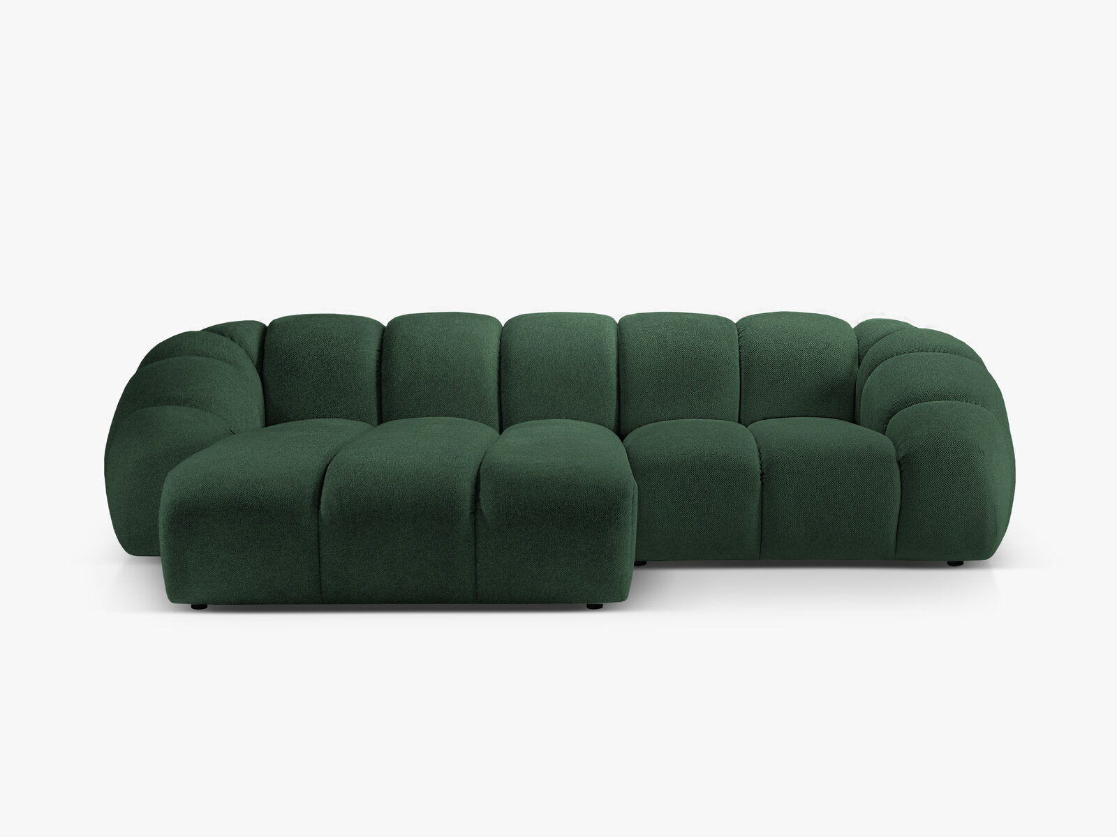 Micadoni Ecksofa Diana 3-Sitzer Links Strukturierter Samt Bubble Grün