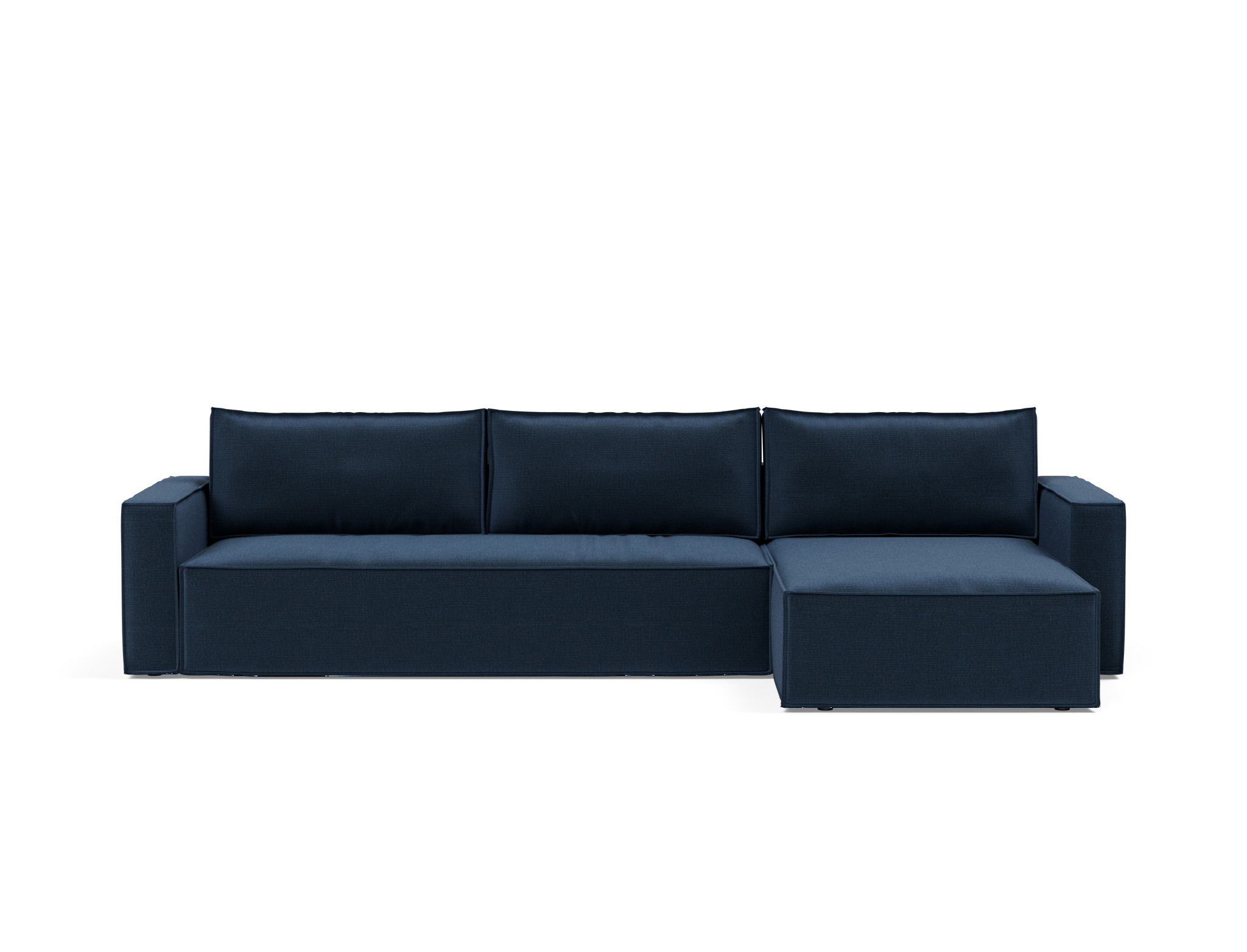 Schlafsofa Newilla mit Chaiselongue Chenille Esina 414-Indigo-Blue