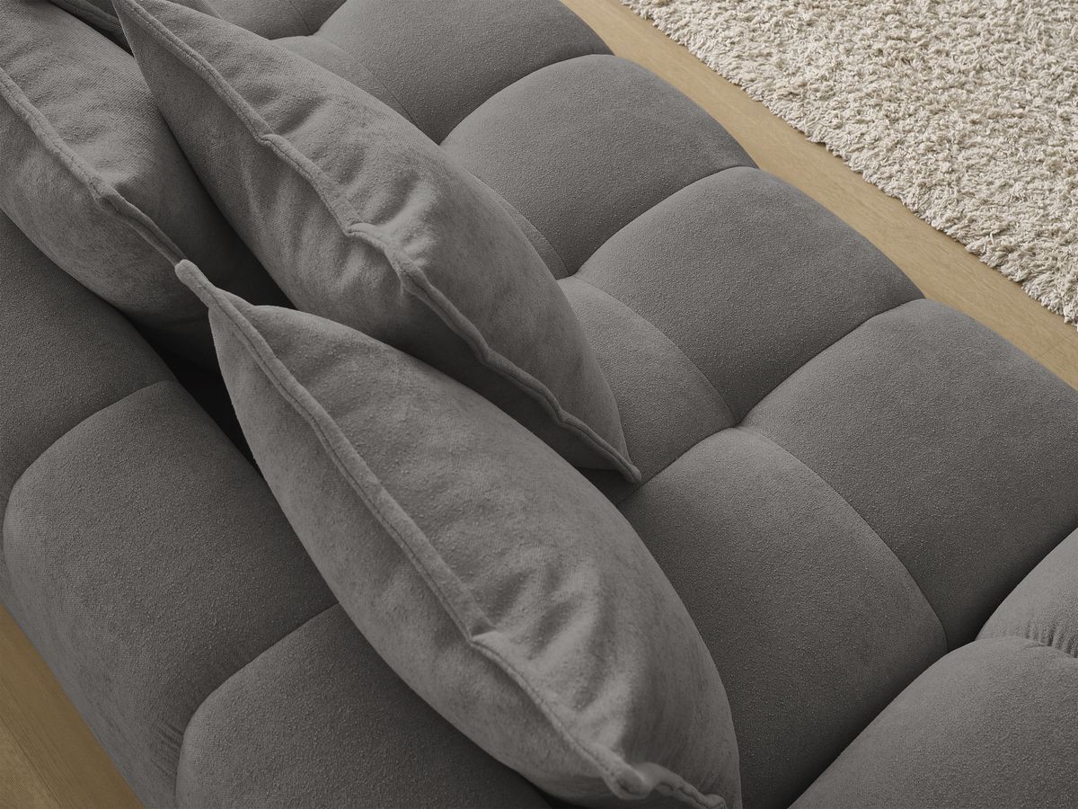 Bobochic Everest Sofa 3-Sitzer, 5 Kissen Strukturstoff Dunkelgrau